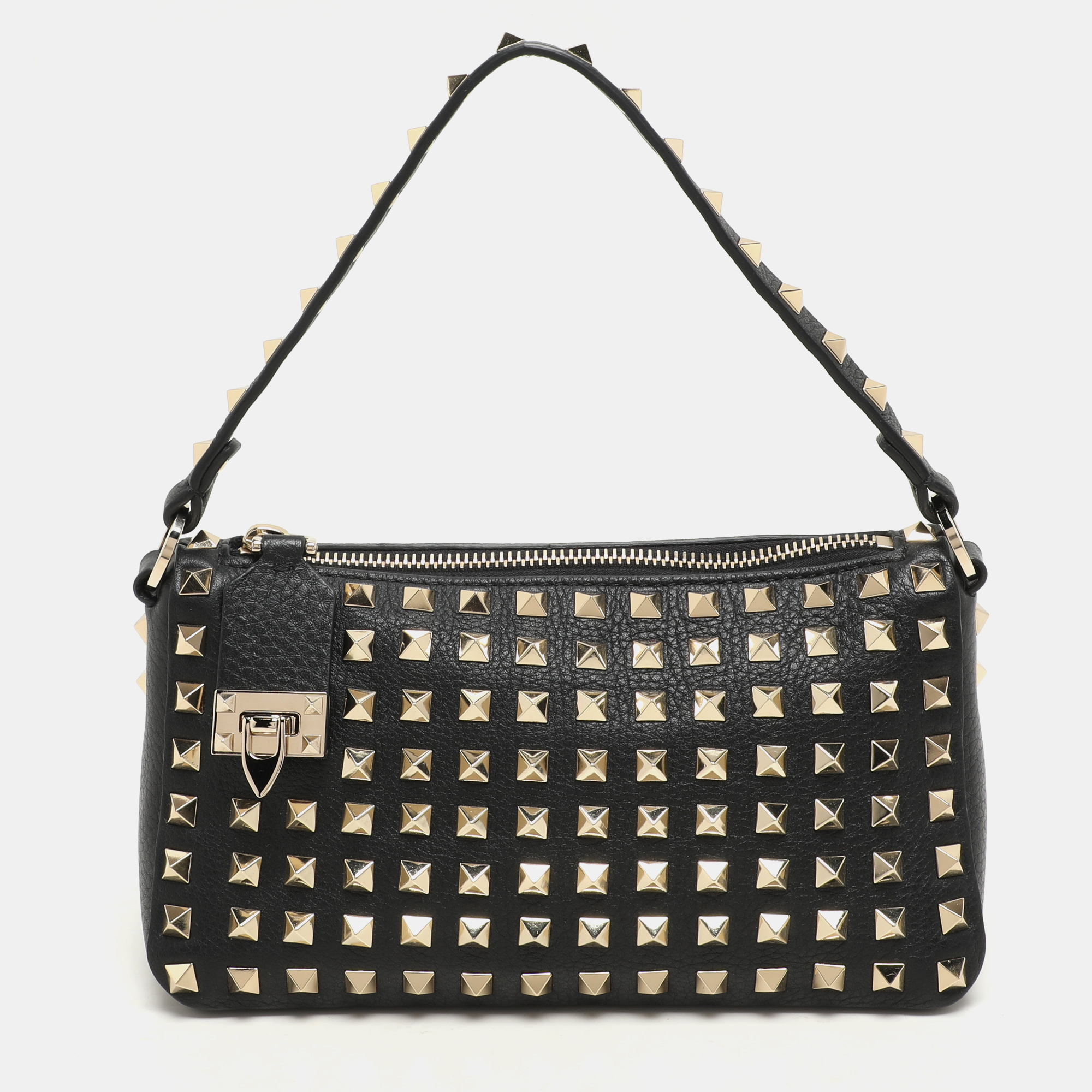 

Valentino Black Leather Rockstud Shoulder Bag