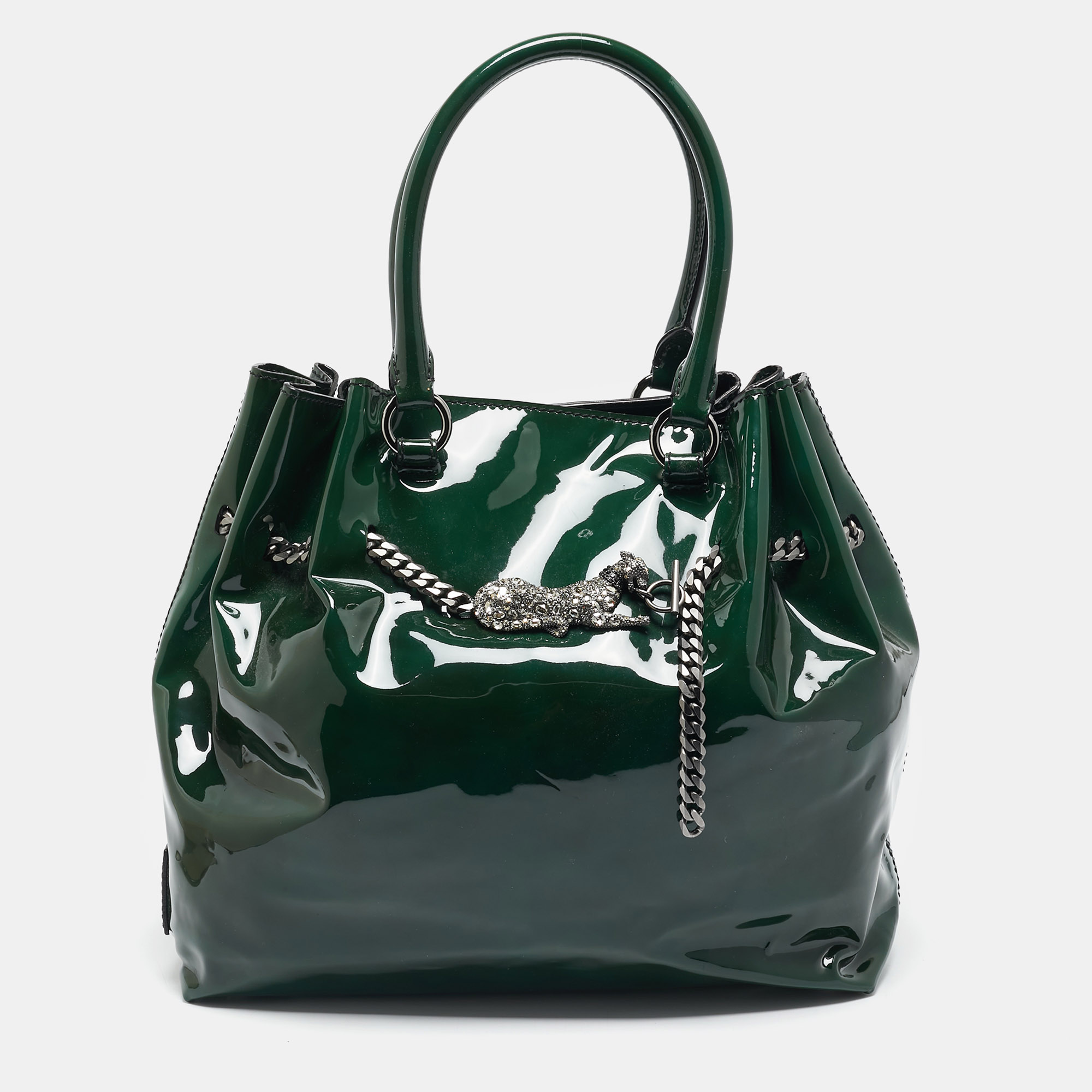 

Valentino Green Patent Leather Chain Tote