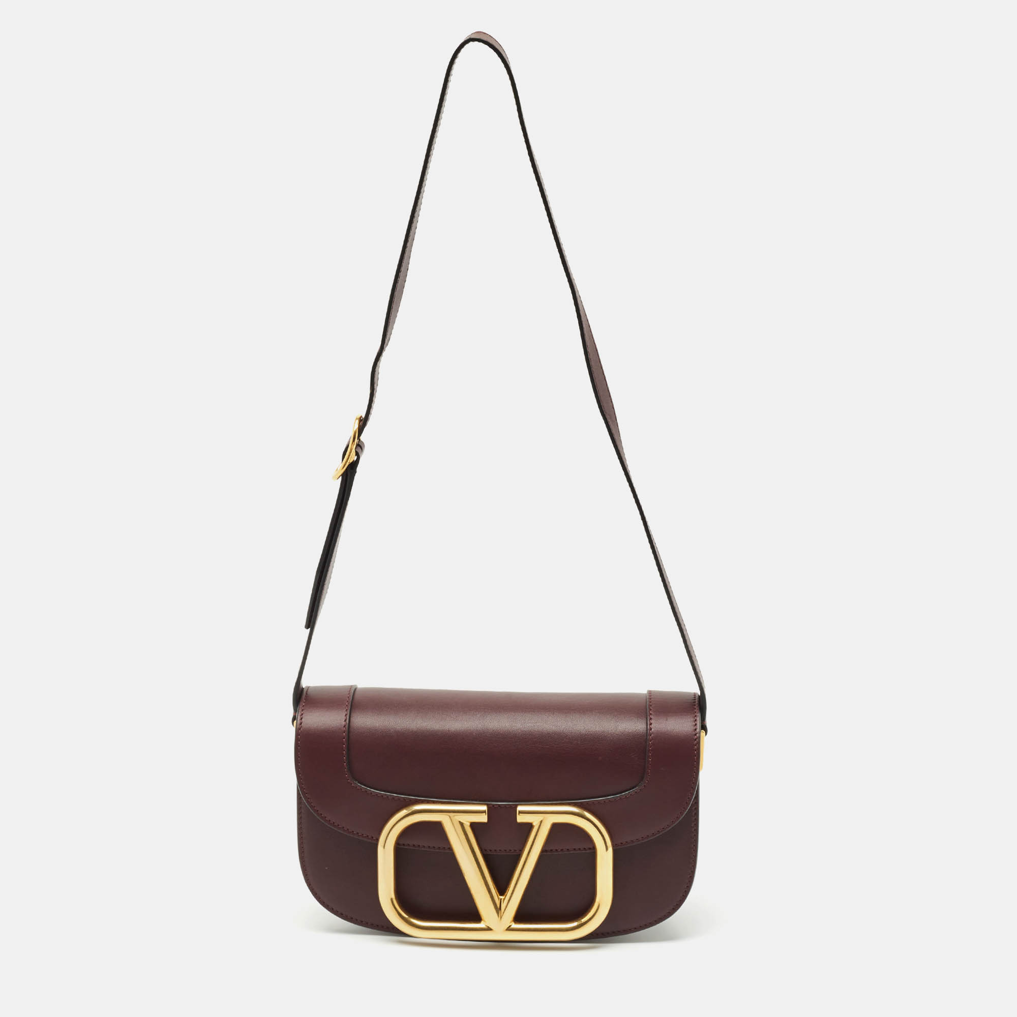 

Valentino Burgundy Leather  Supervee Shoulder Bag