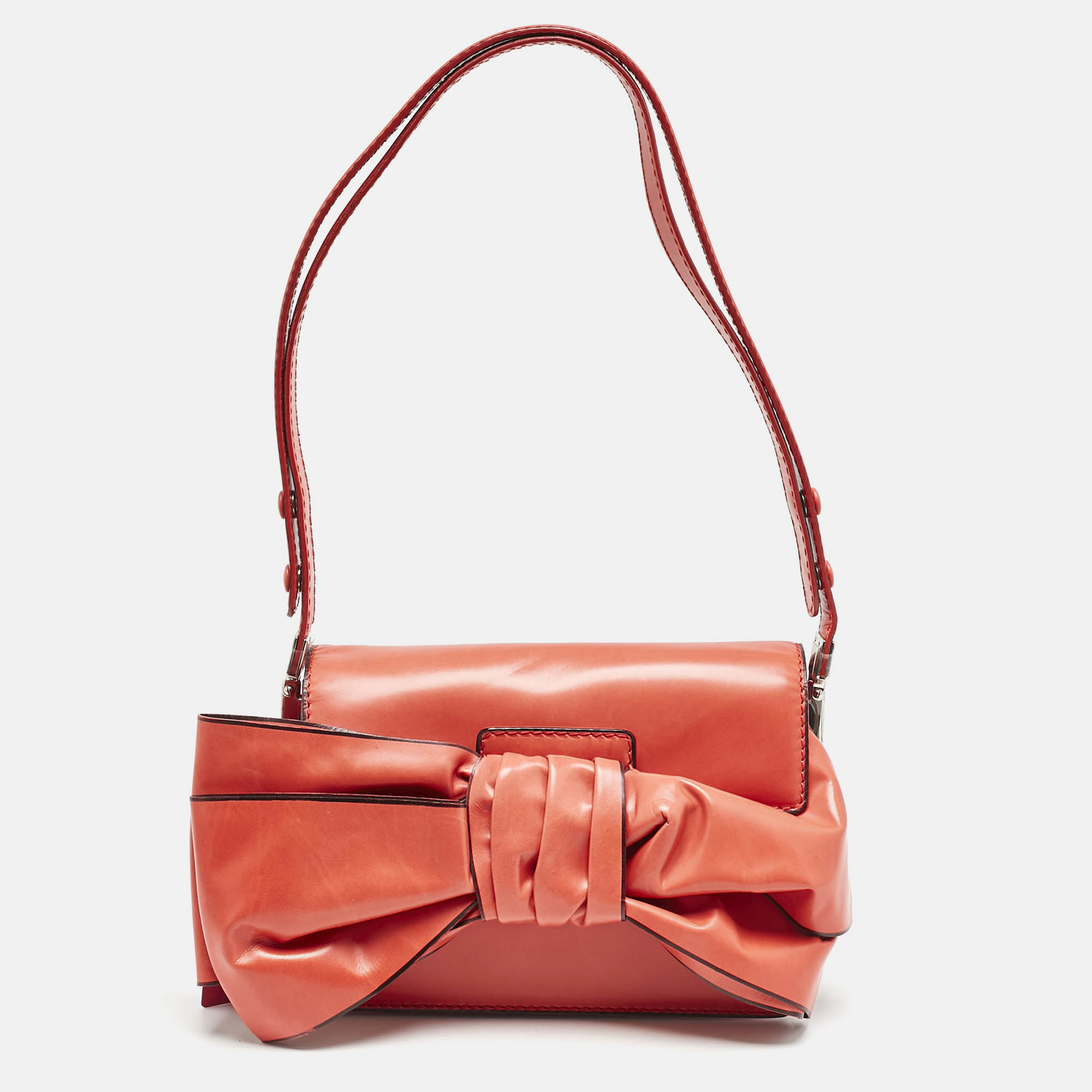 

Valentino Red Leather Bow Flap Shoulder Bag