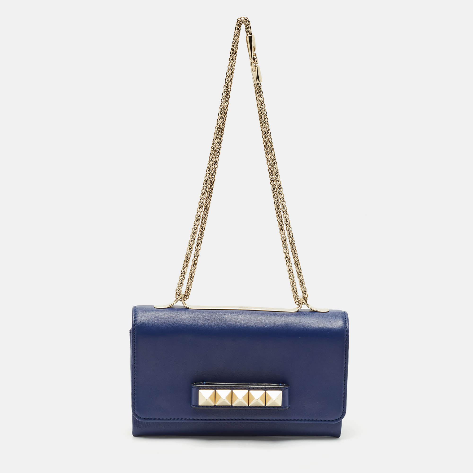 

Valentino Blue Leather Va Va Voom Chain Clutch