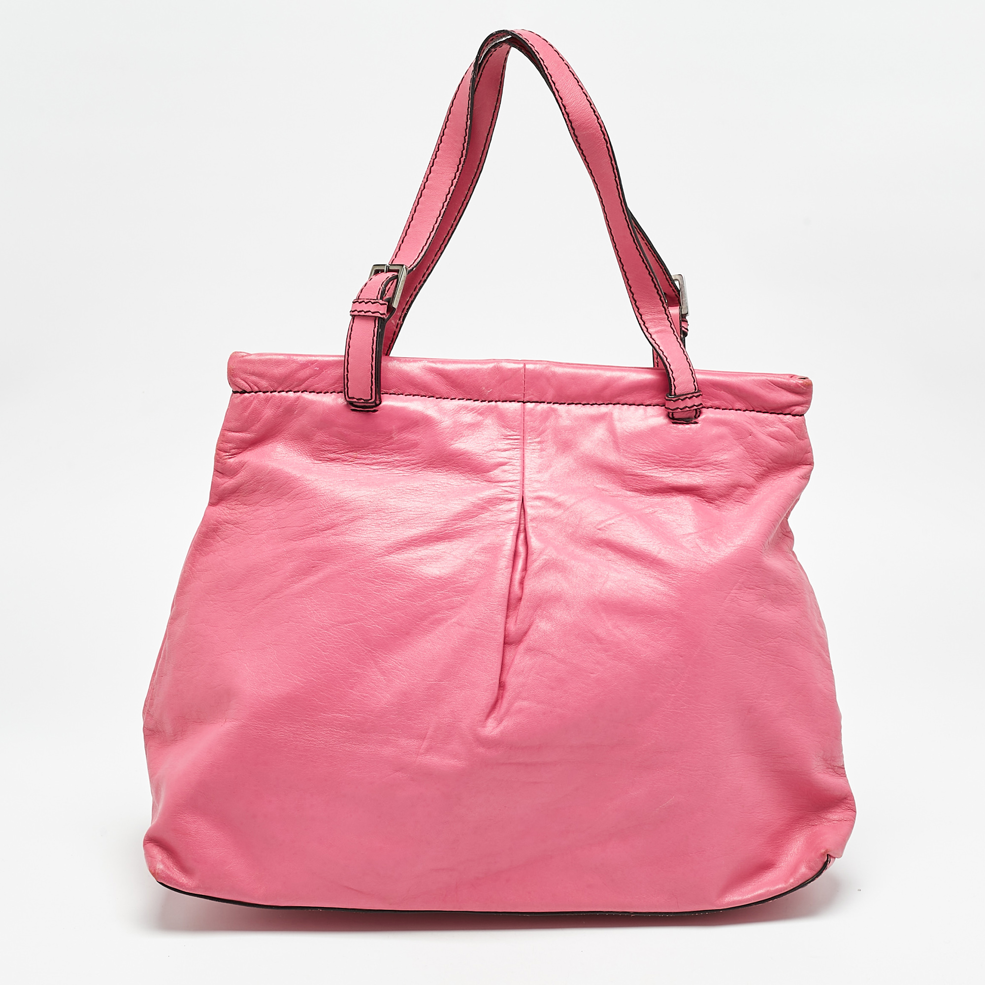 

Valentino Fuchsia Leather Frame Tote, Pink