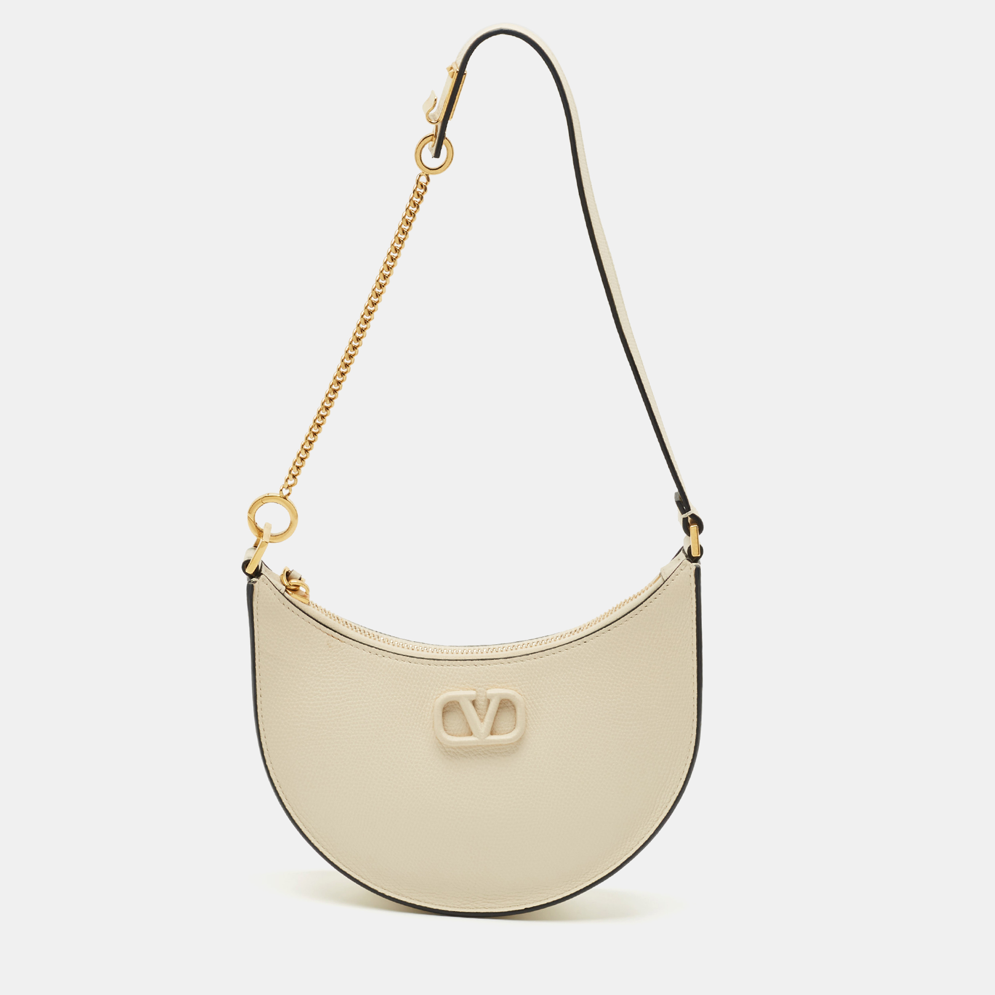 

Valentino Off White Leather Mini VLogo Hobo