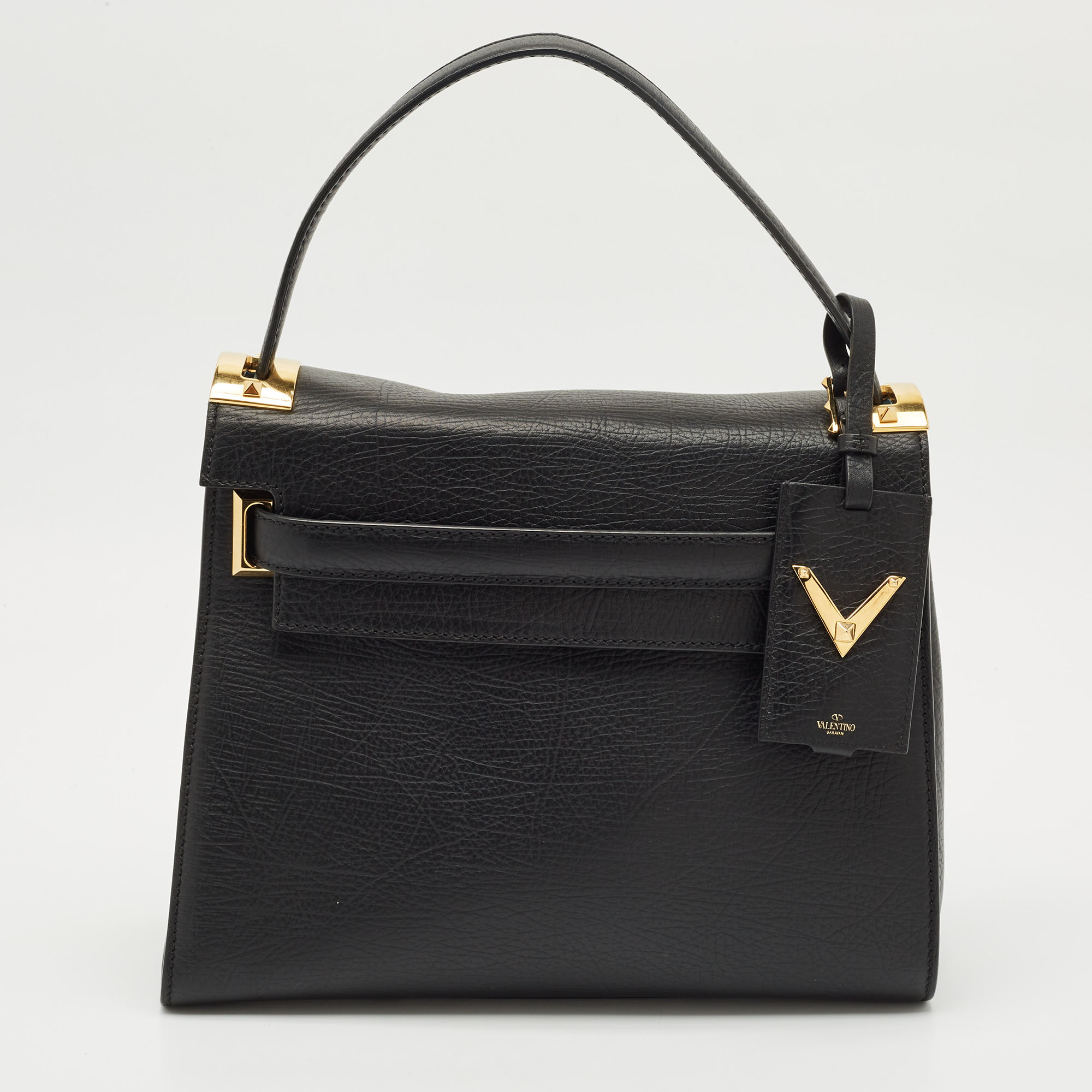 

Valentino Black Leather Medium My Rockstud Top Handle Bag