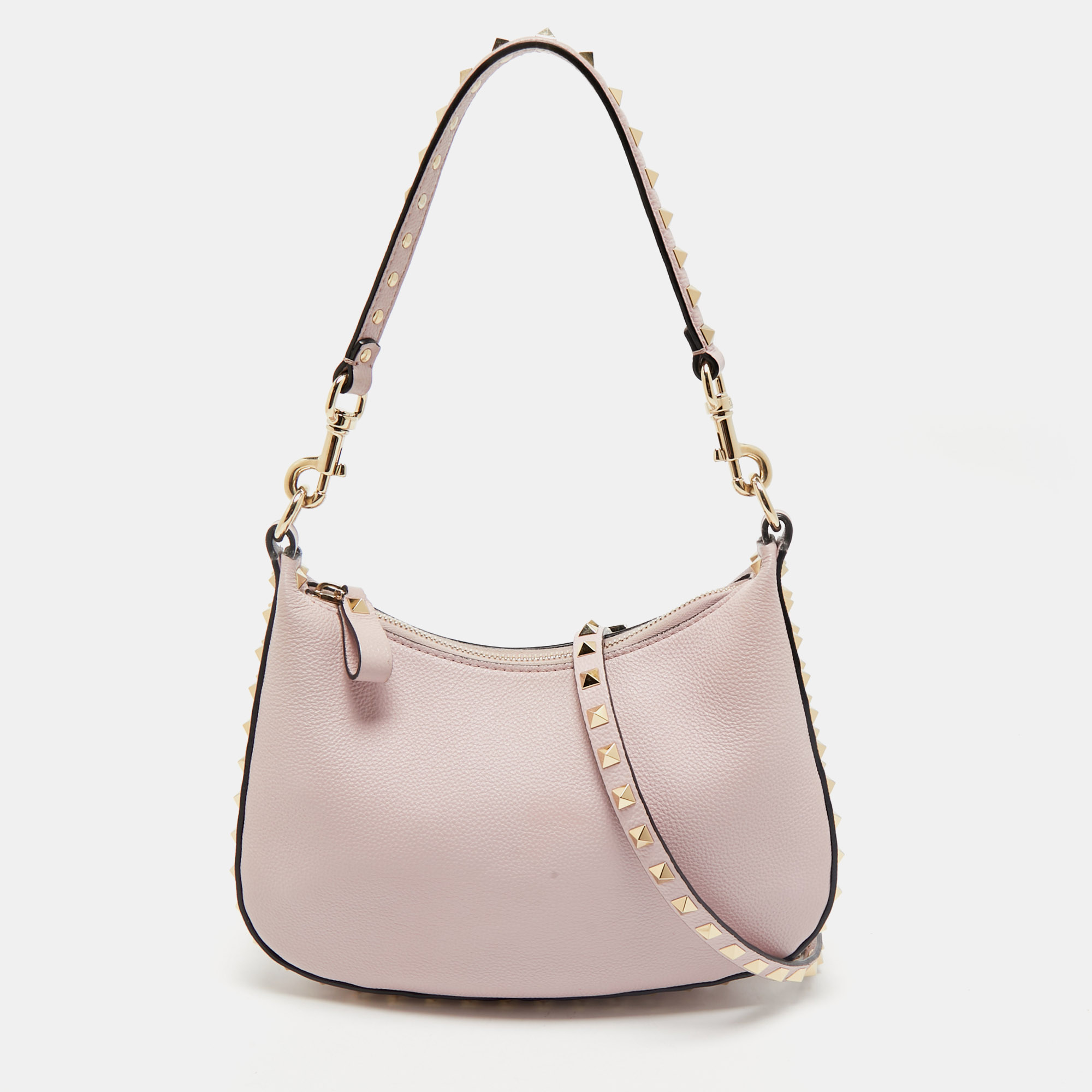 

Valentino Pink Leather Rockstud Zip Crossbody Bag