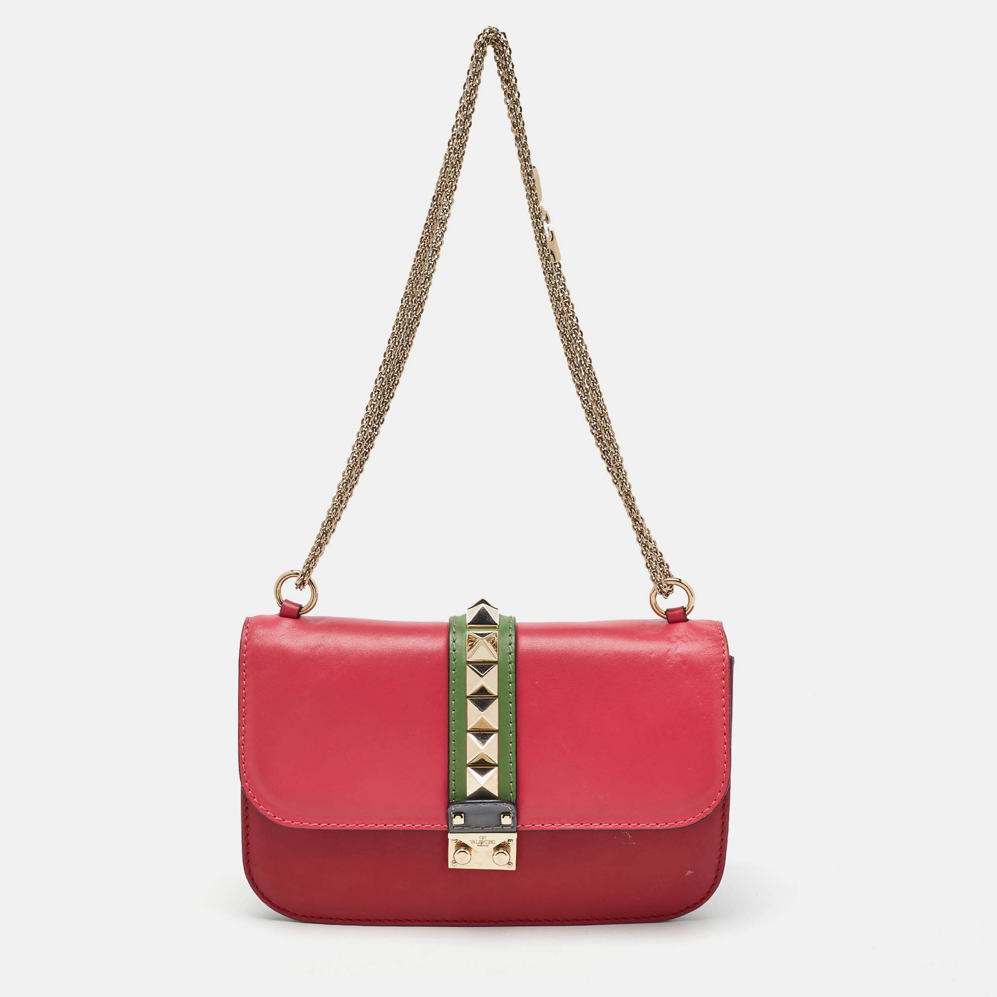

Valentino Multicolor Leather  Glam Lock Flap Chain Shoulder Bag