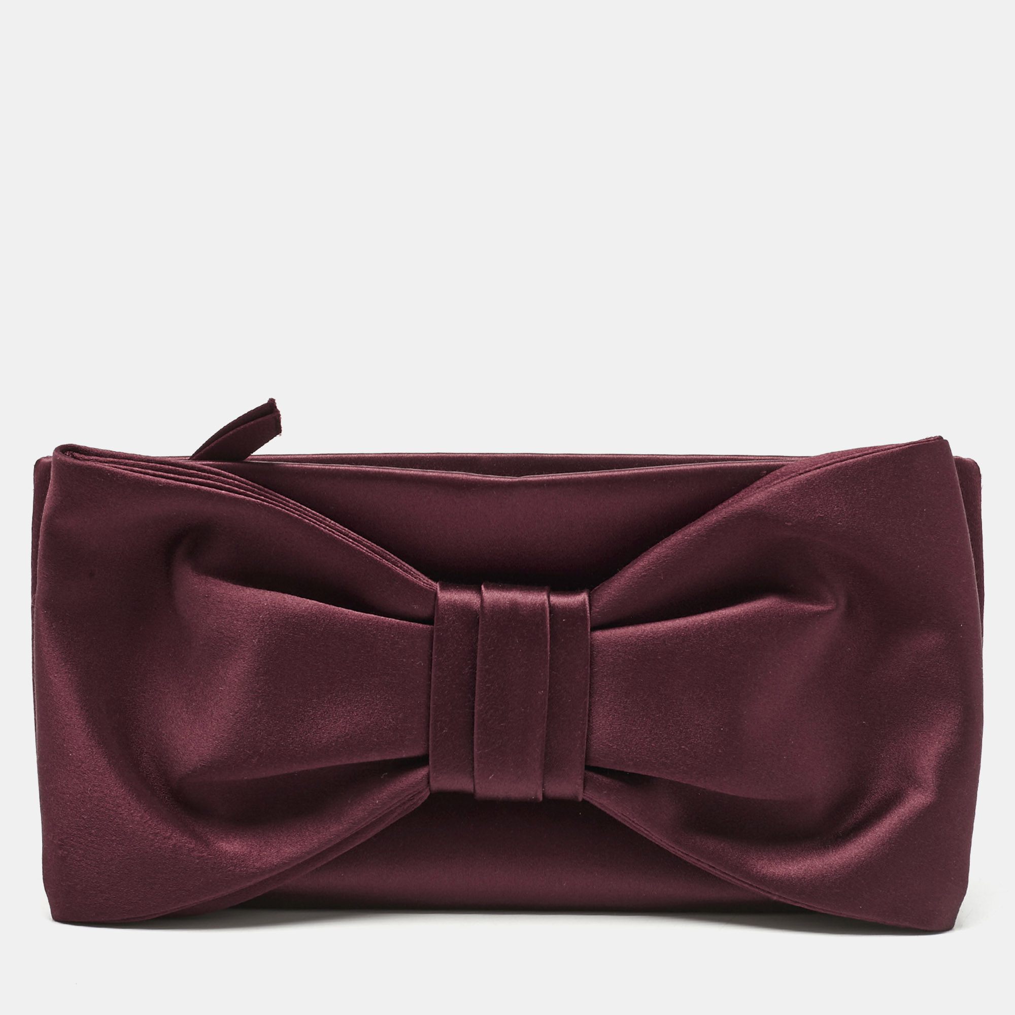 

Valentino Burgundy Satin Bow Clutch