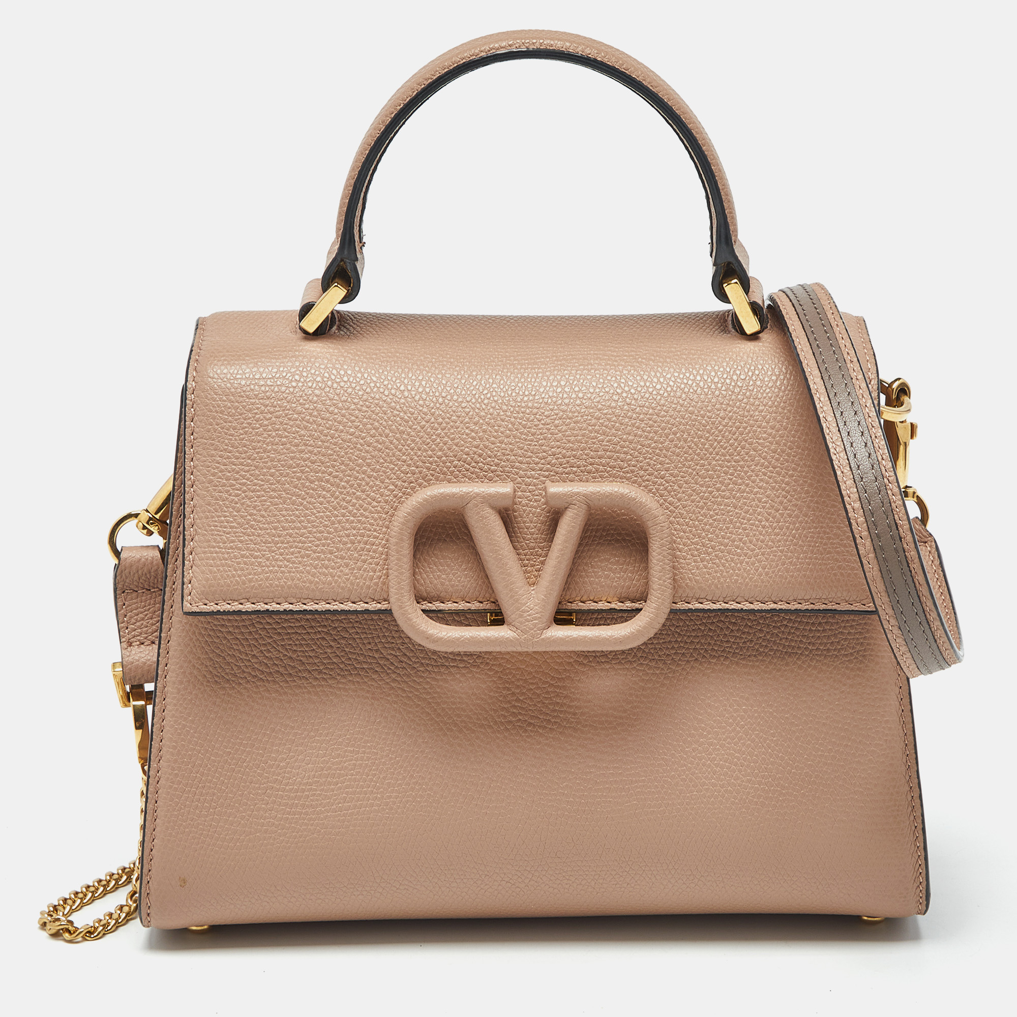 

Valentino Beige Leather Small VSling Top Handle Bag