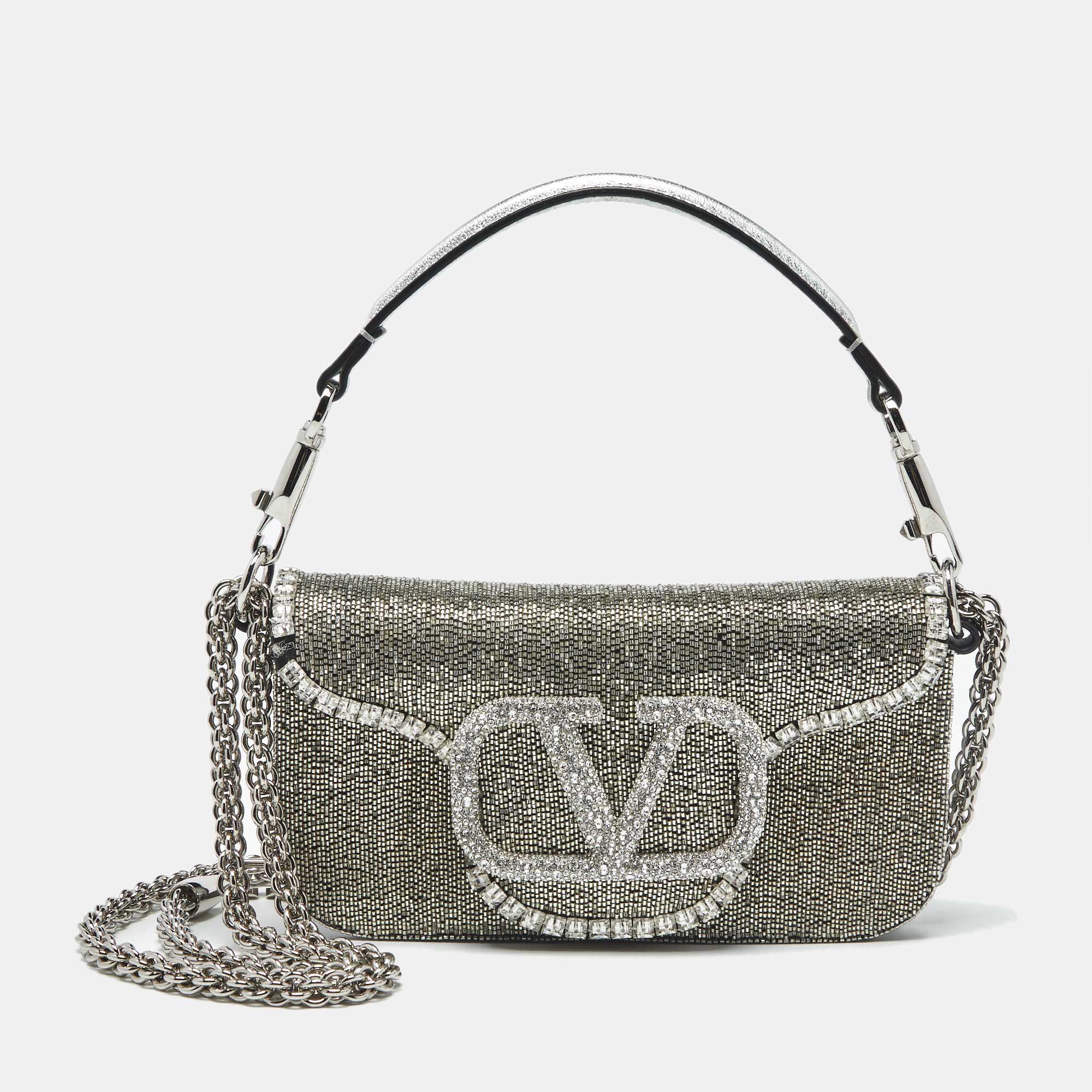 

Valentino Silver Beaded and Crystal  Loco Shoulder Bag