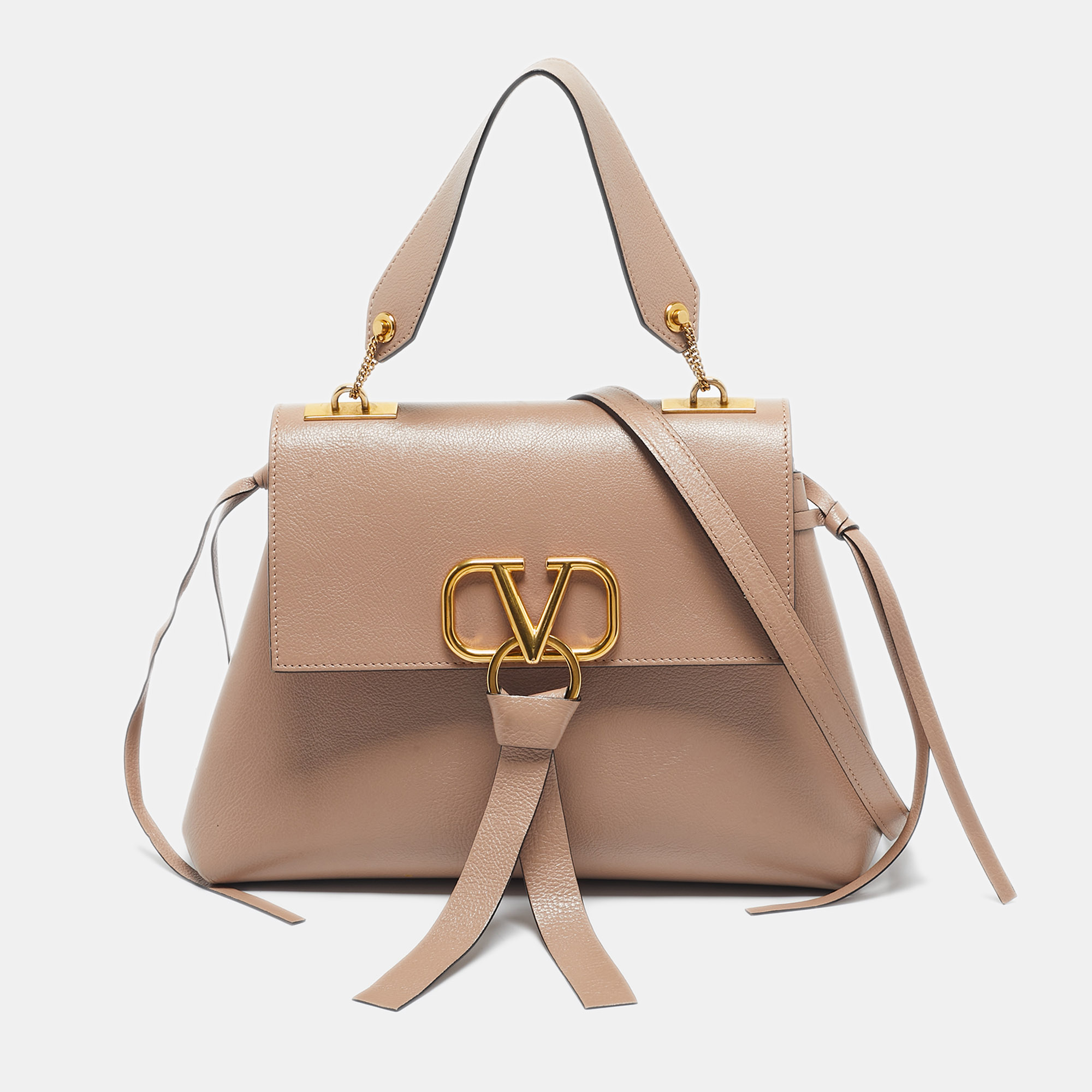 

Valentino Beige Leather Vring Top Handle Bag