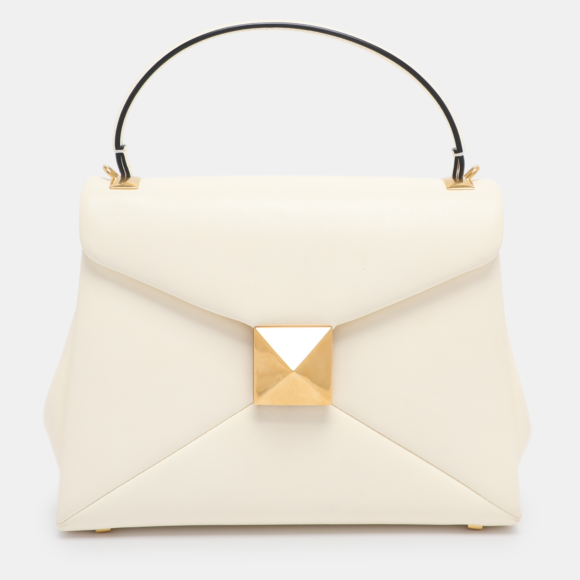 

Valentino White Leather Roman Stud Top Handle Bag