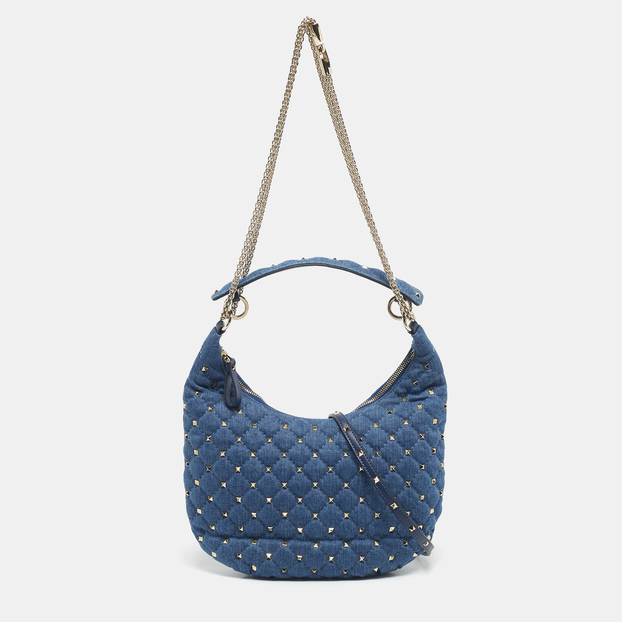 

Valentino Blue Denim  Rockstud Spike Hobo