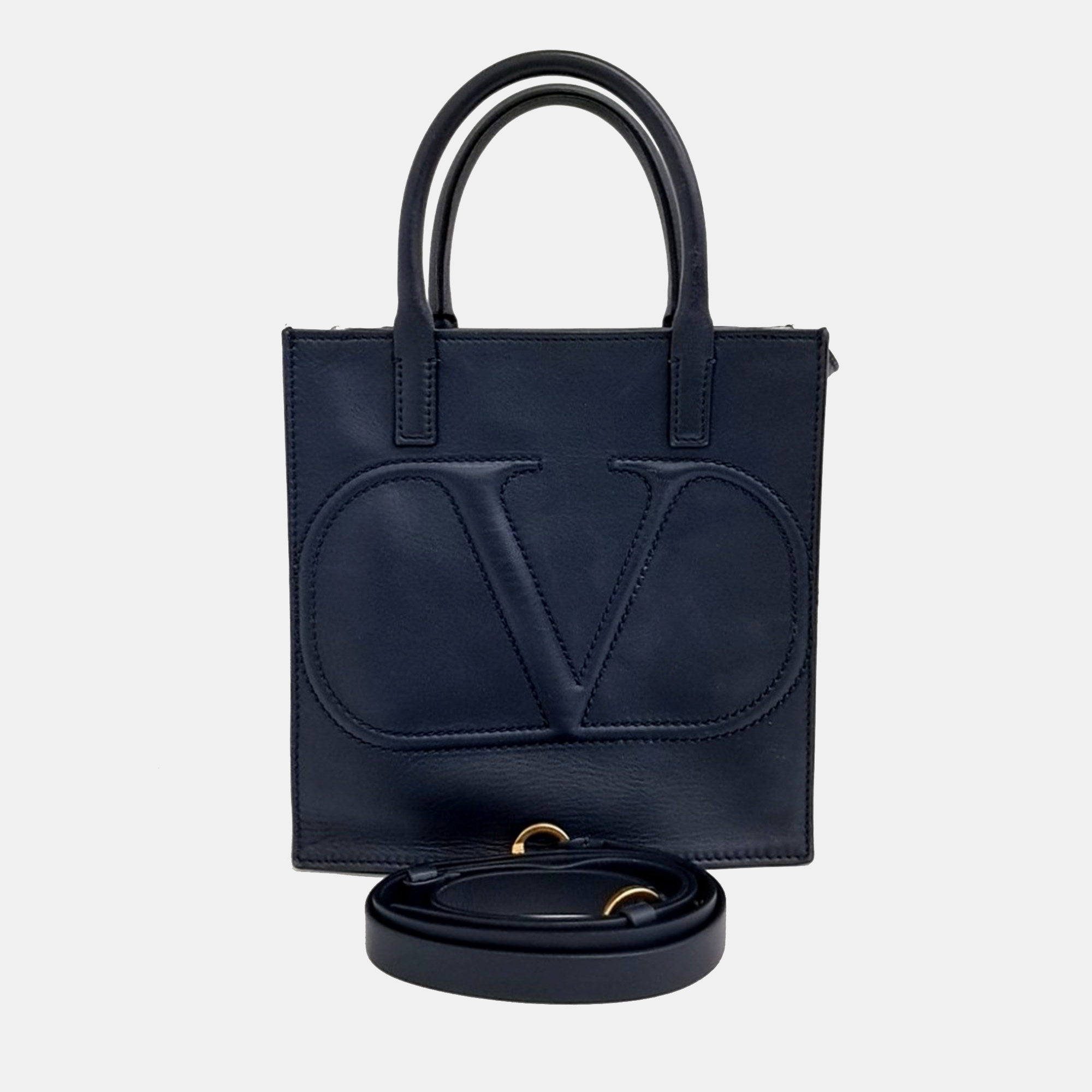 

Valentino Navy Blue Leather Tote and Crossbody Bag