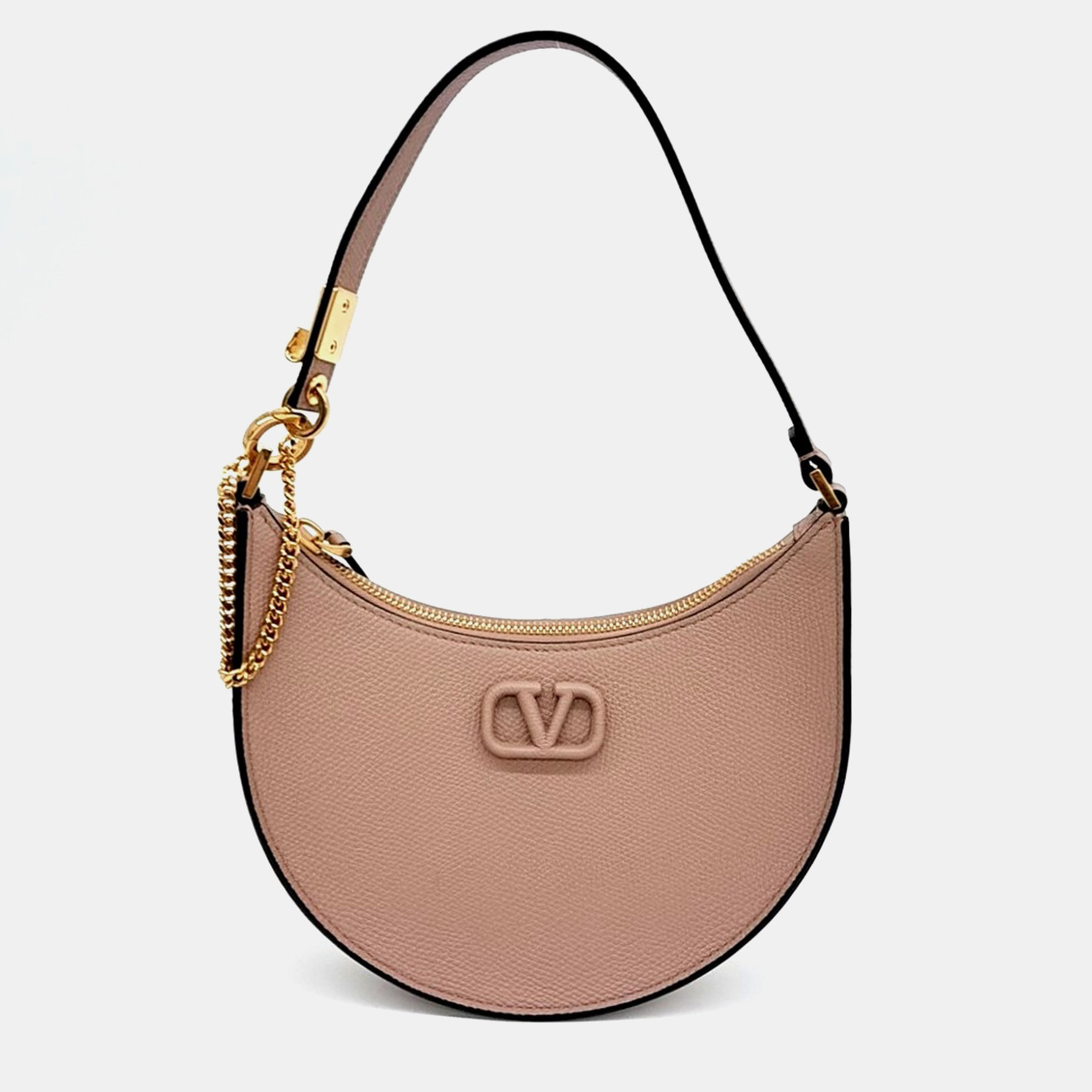 

Valentino Pink Leather V-Logo Mini Hobo Bag