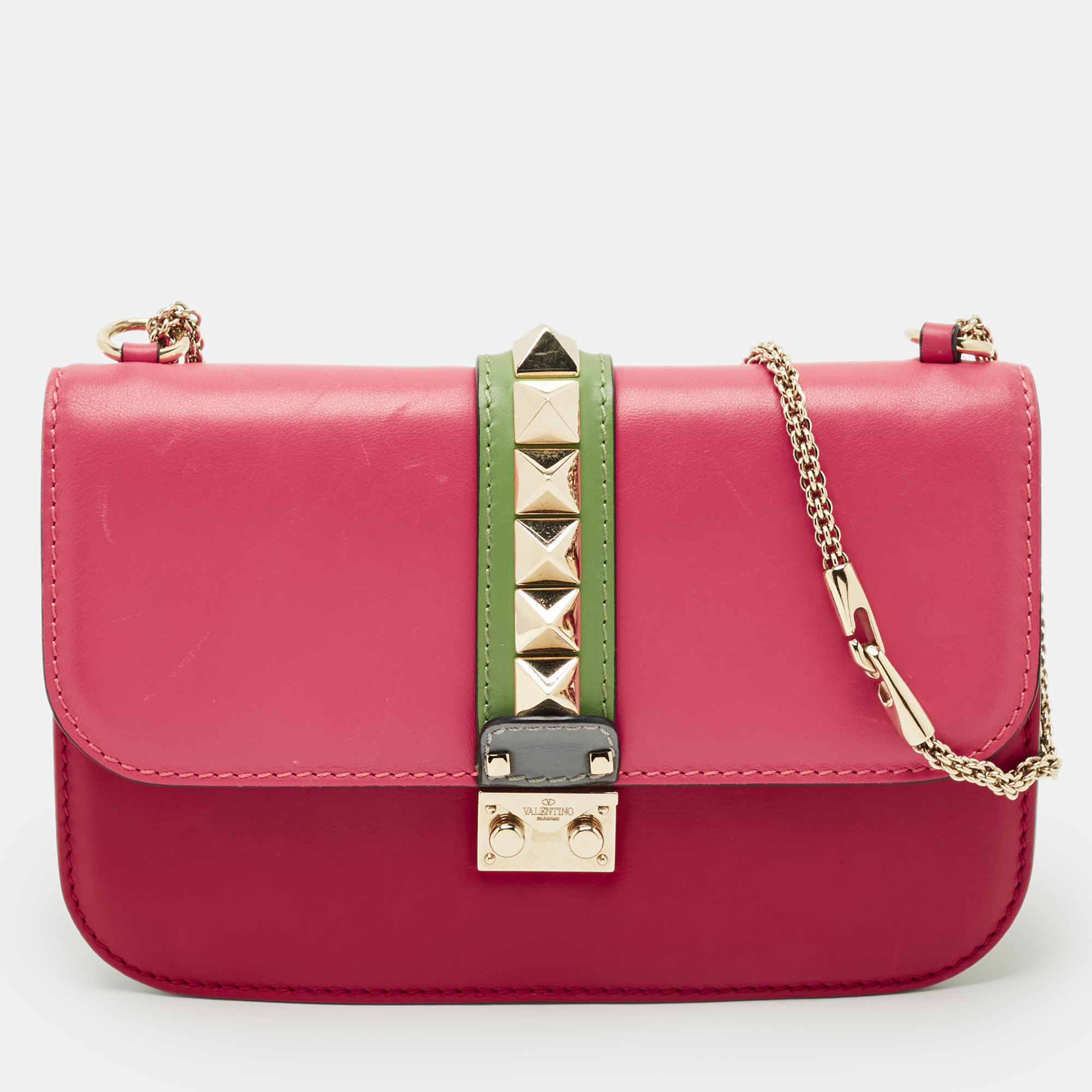 Pre-owned Valentino Garavani Multicolor Leather Medium Glam Lock Shoulder Bag