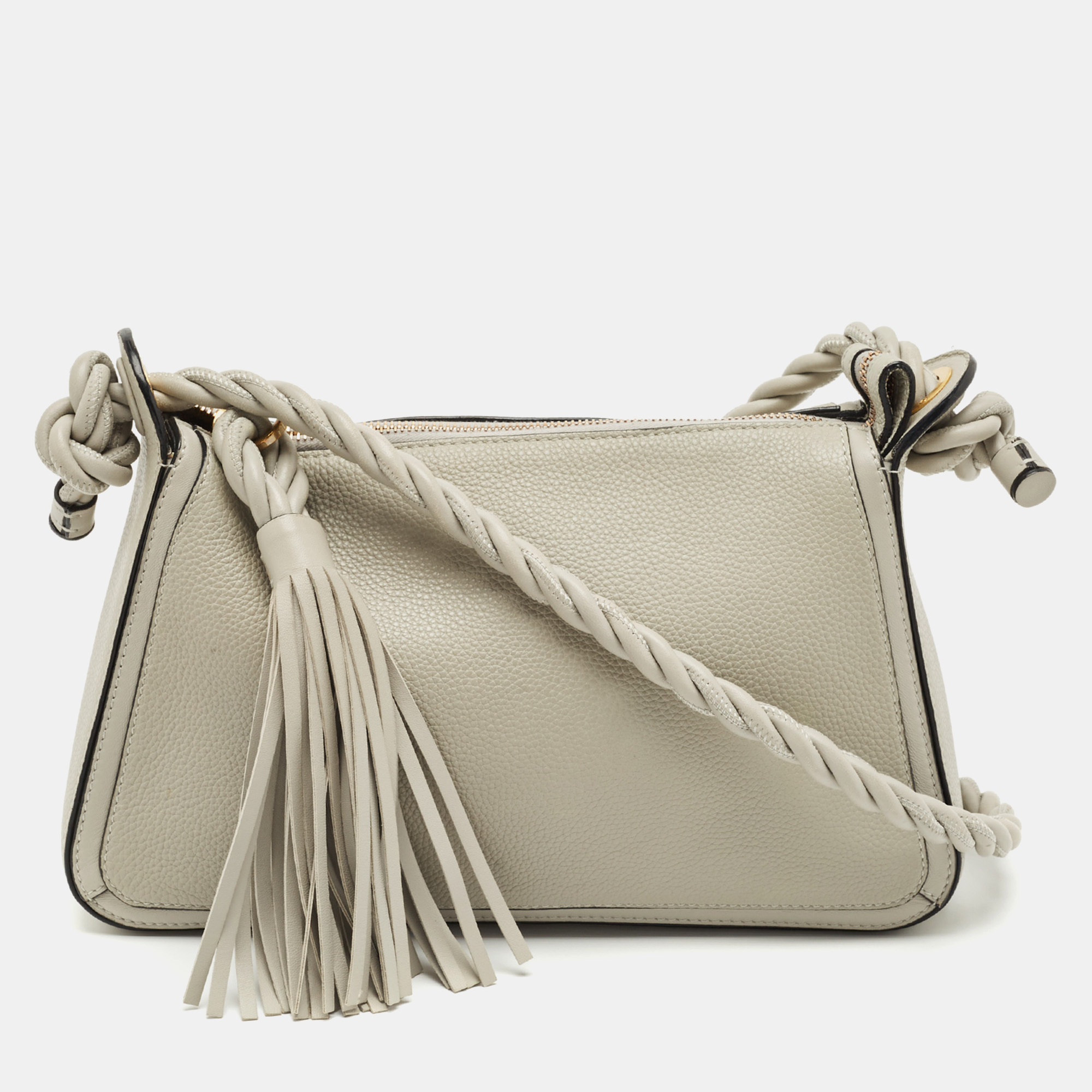 

Valentino Grey Leather Braided and Tassel Shoulder Bag