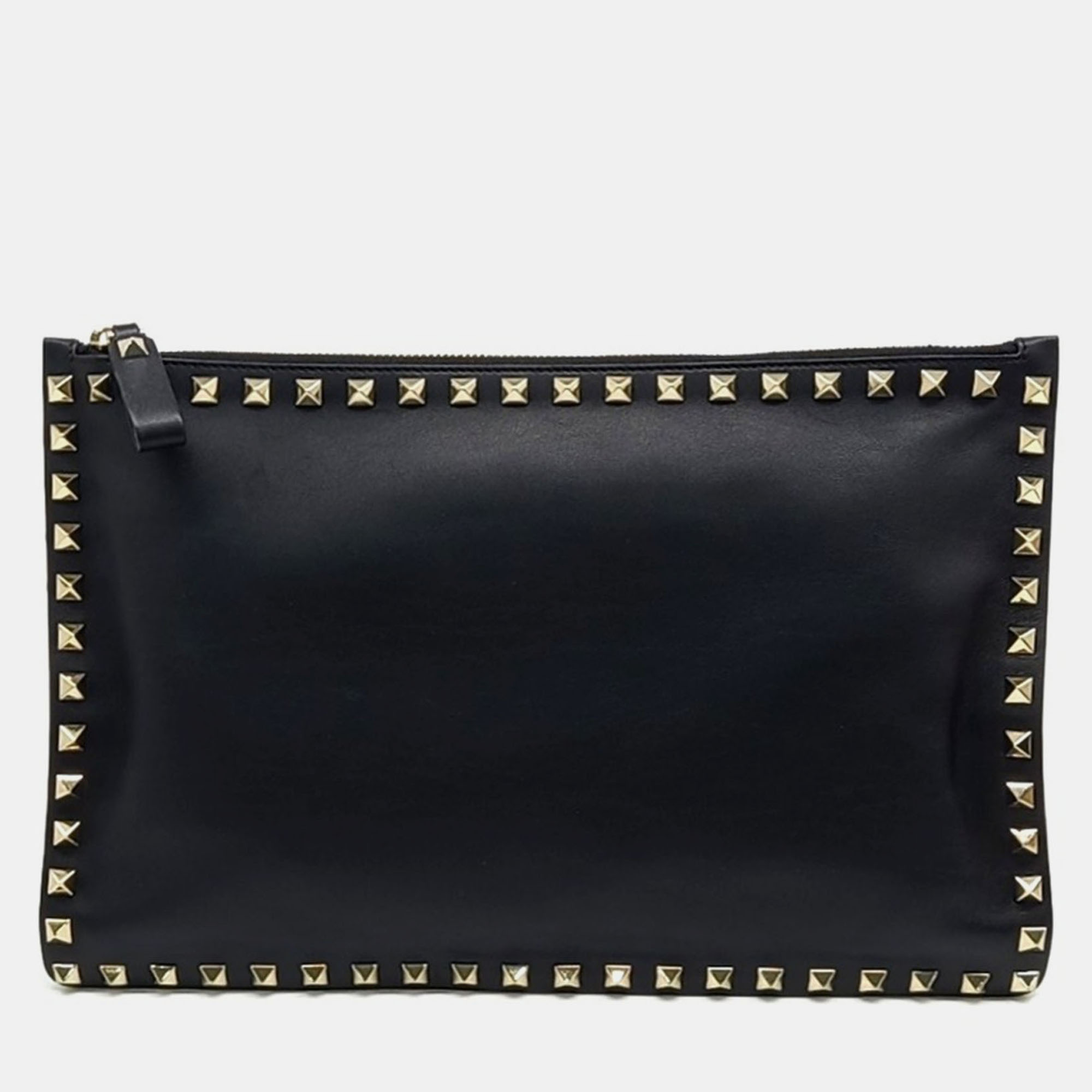 

Valentino Black Leather Rockstud Clutch
