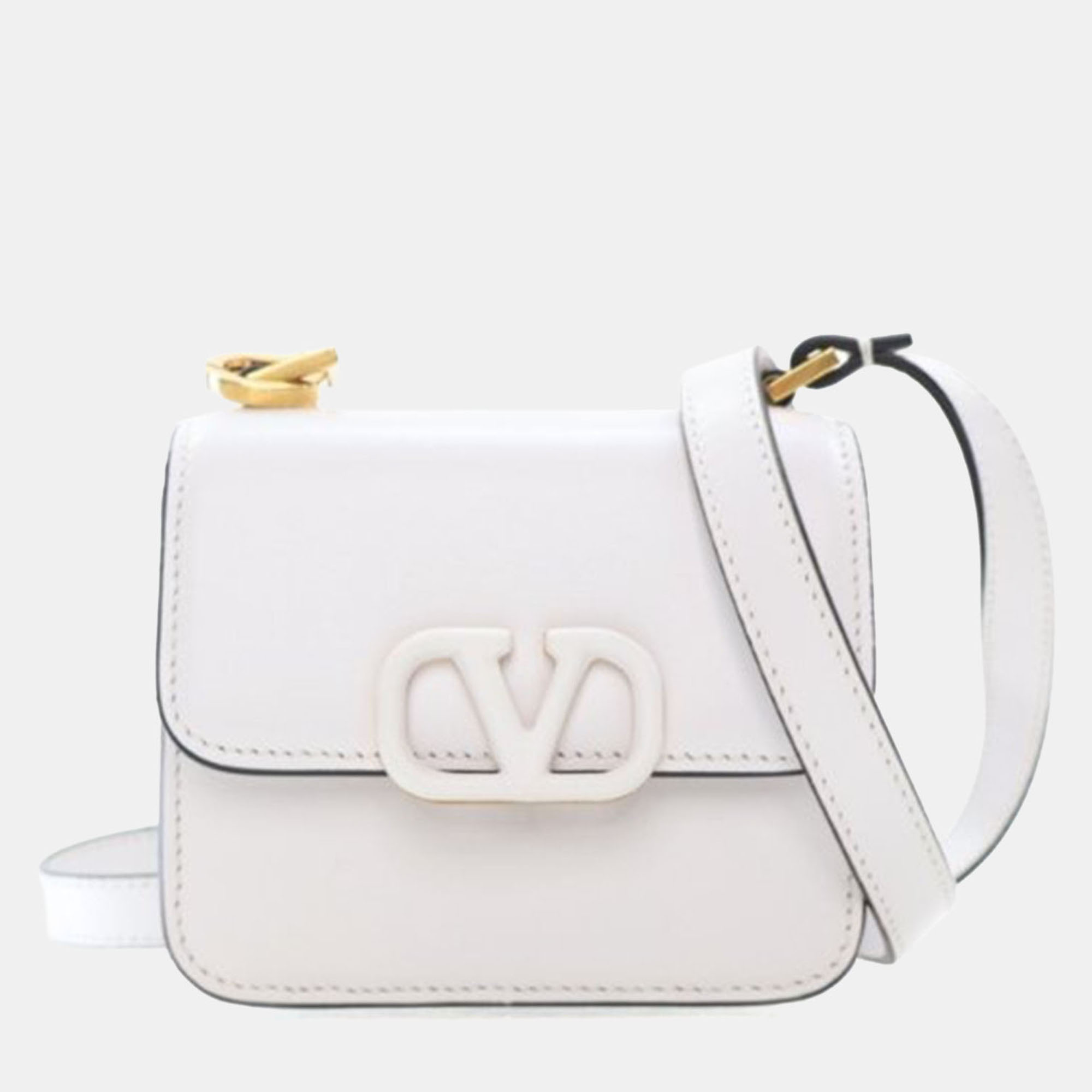 

Valentino Micro Calfskin VSling Flap Bag, White