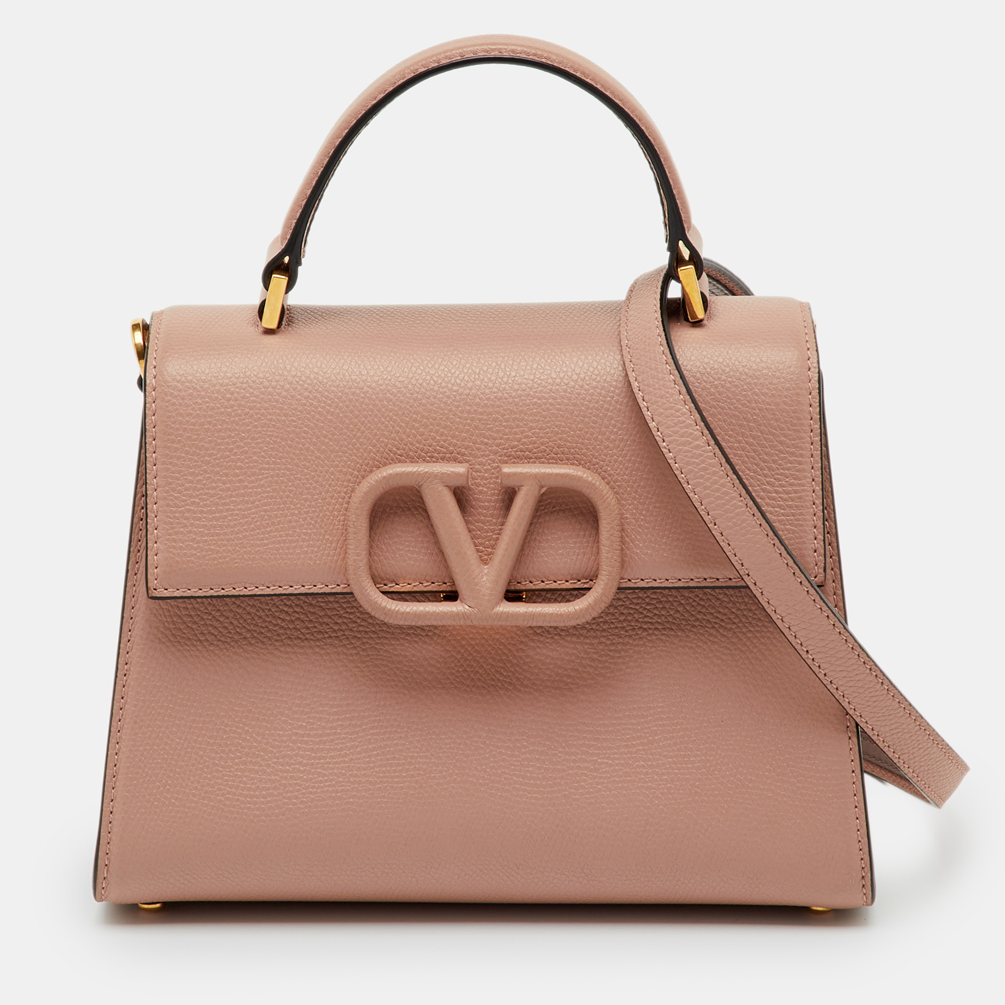 

Valentino Beige Leather Small VSling Top Handle Bag