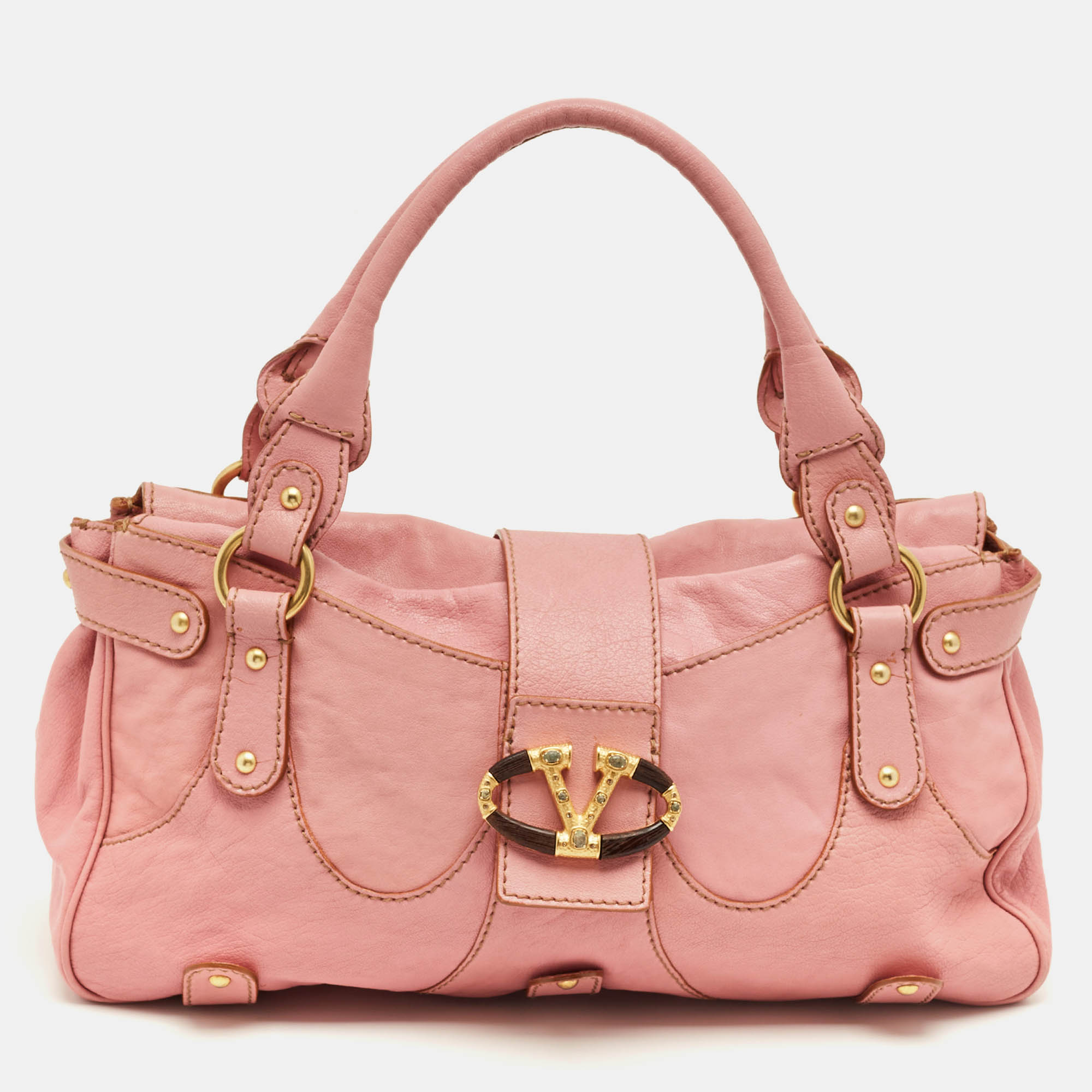 

Valentino Pink Leather Catch Satchel