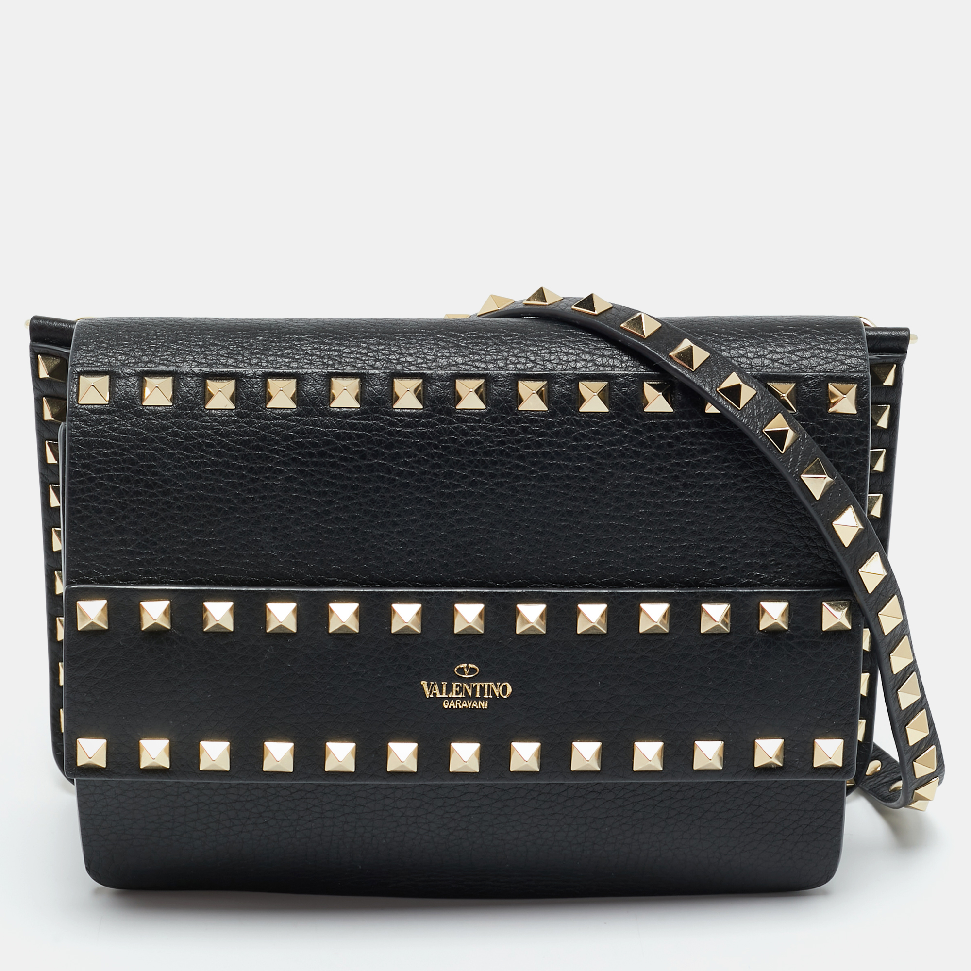 VALENTINO GARAVANI Pre-owned Black Leather Rockstud Shoulder Bag