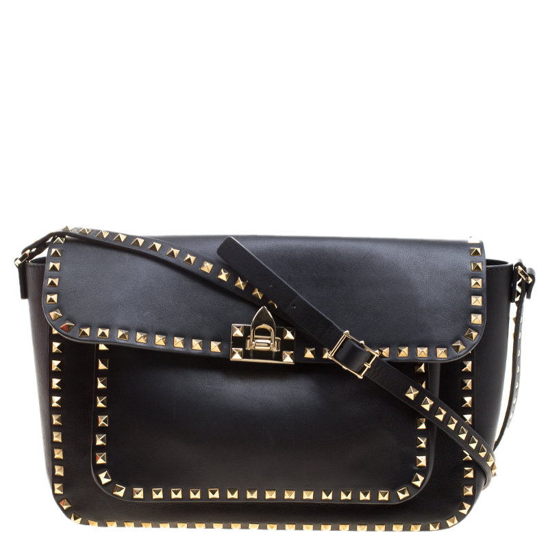Valentino Black Leather Rockstud Crossbody Bag Valentino | The Luxury ...