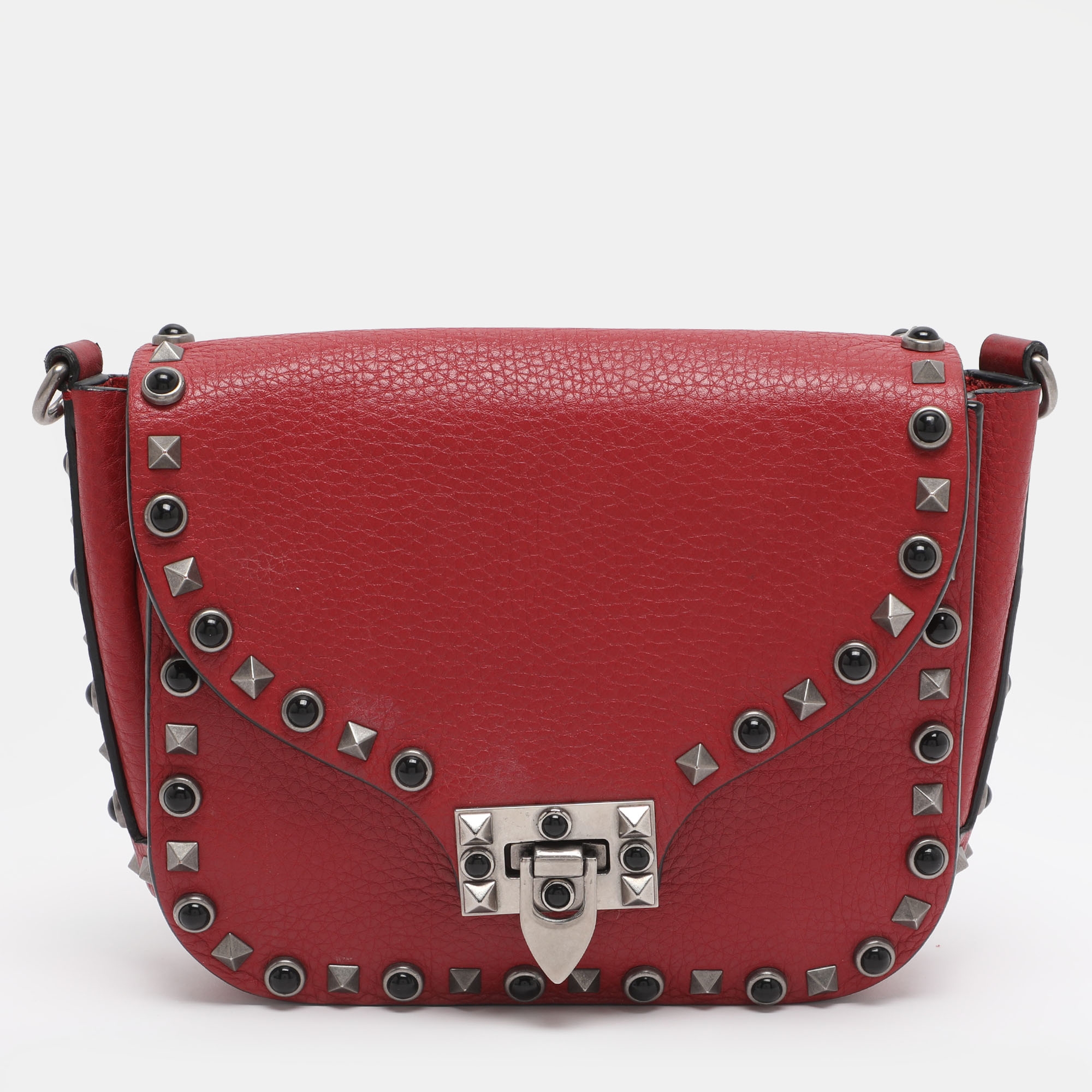 

Valentino Rolling Rockstud Red Leather Shoulder Bag
