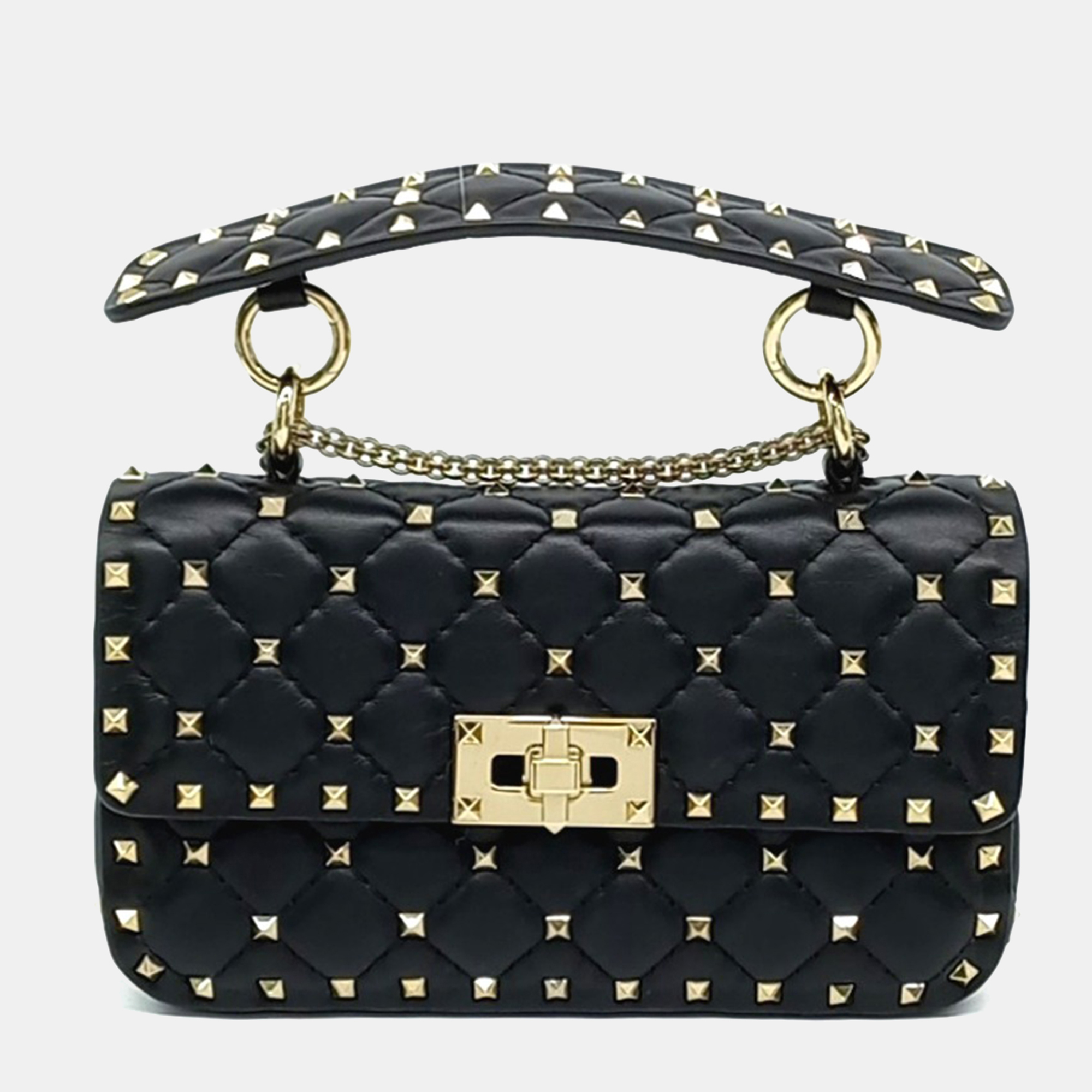 

Valentino Black Leather Rockstud Spike Chain Bag Small