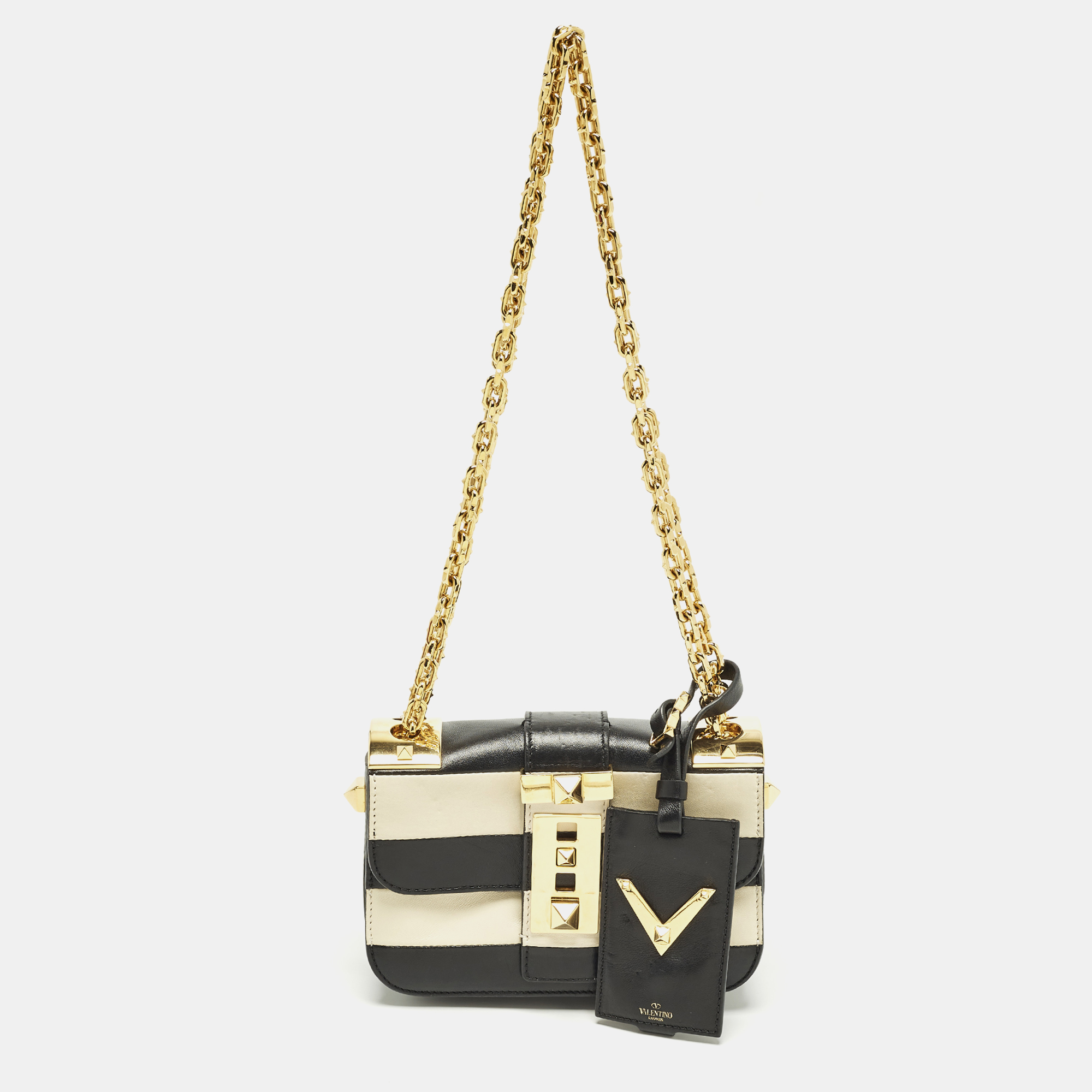 

Valentino B-Rockstud Black/White Leather Shoulder Bag