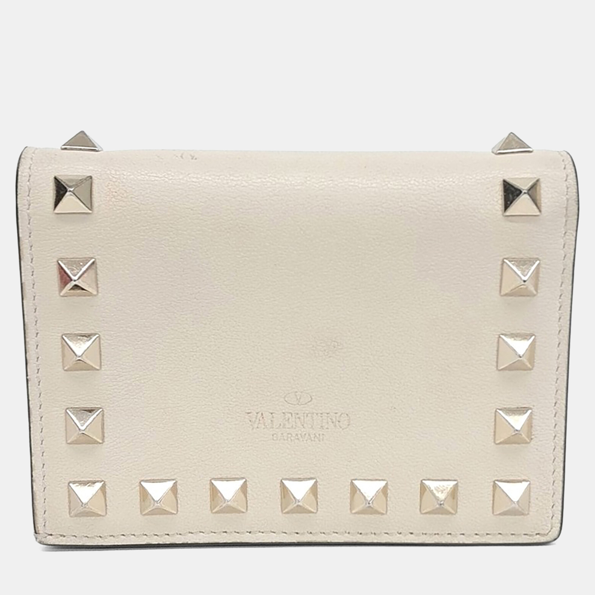

Valentino Beige Leather Rockstud bi-fold wallet