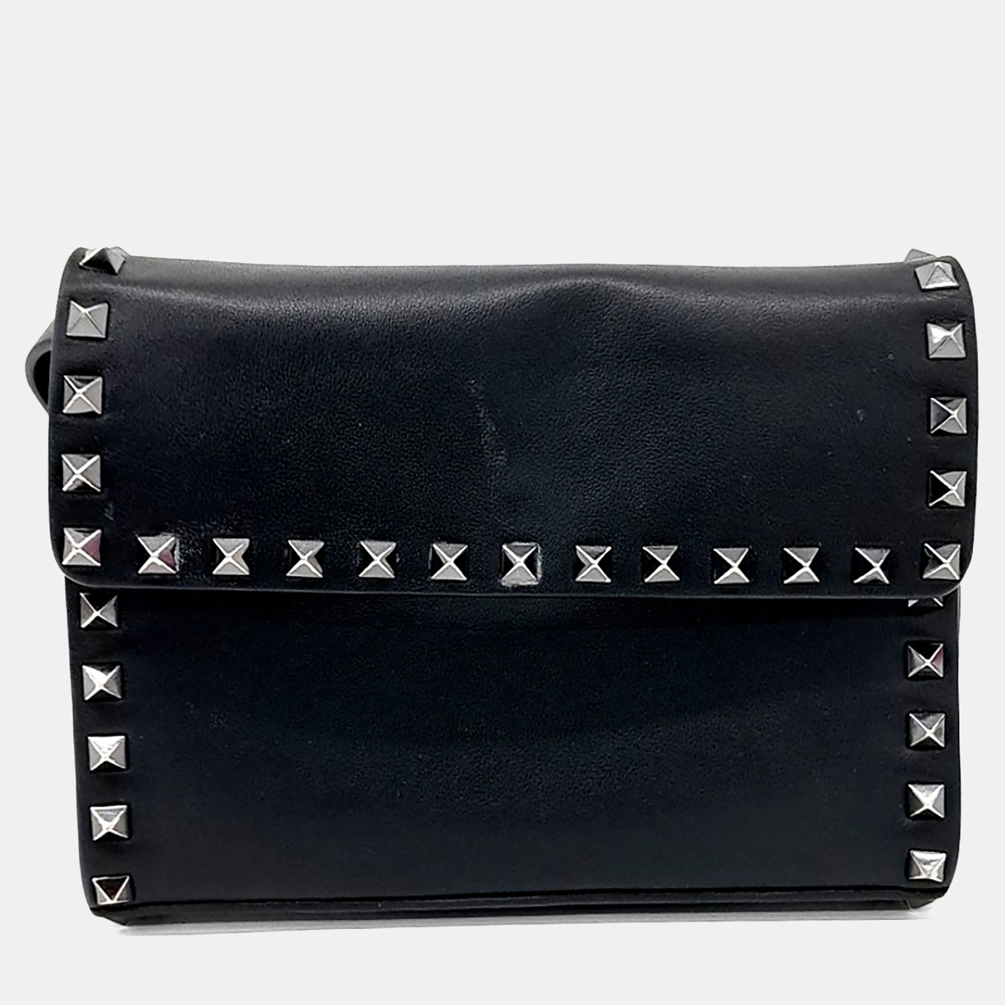 

Valentino Black Leather Rockstud Crossbody Bag
