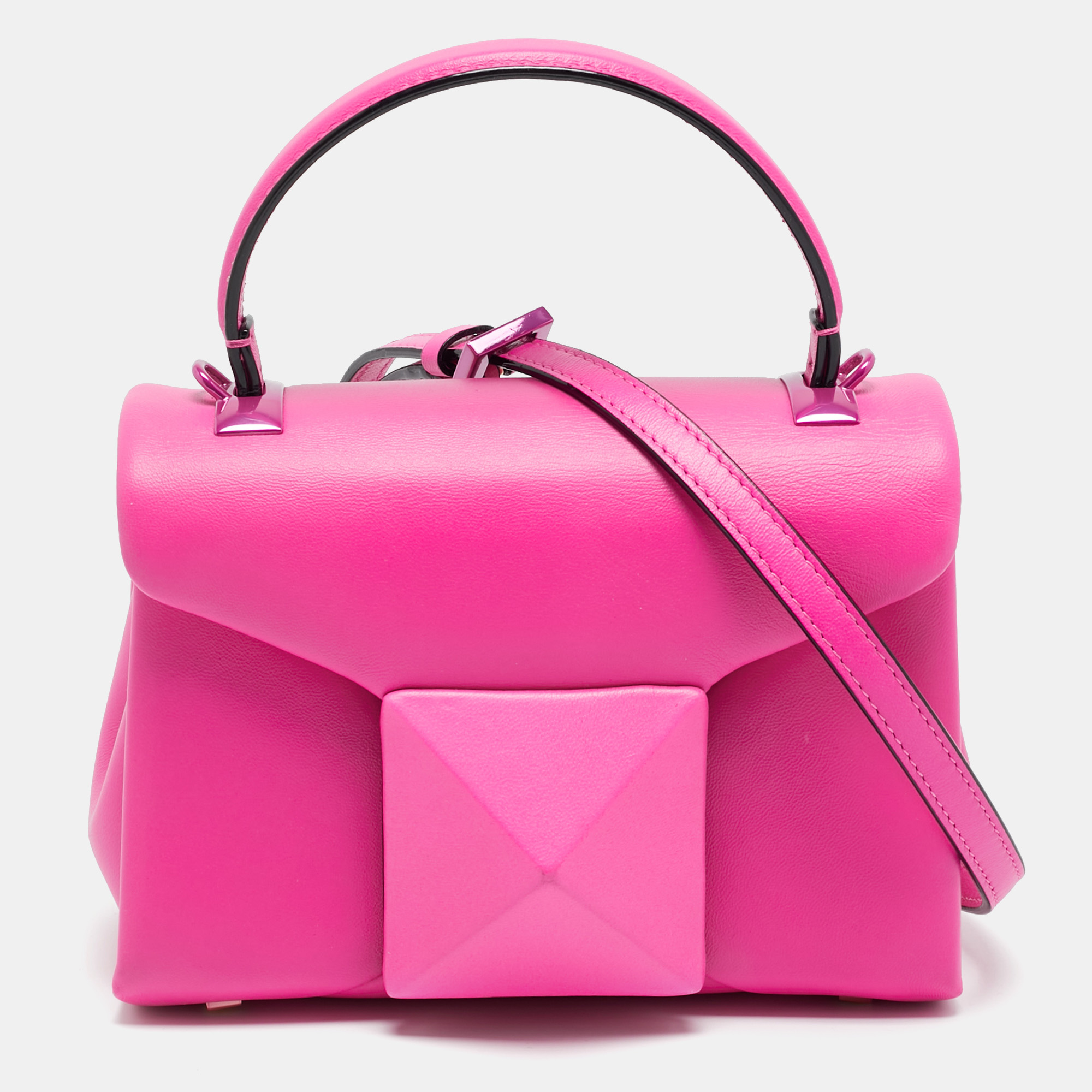 

Valentino One Stud Pink Leather Top Handle Bag