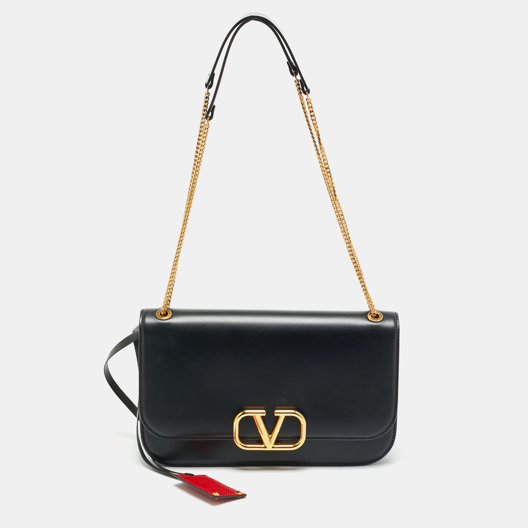 

Valentino VSling Black Leather Chain Flap Shoulder Bag