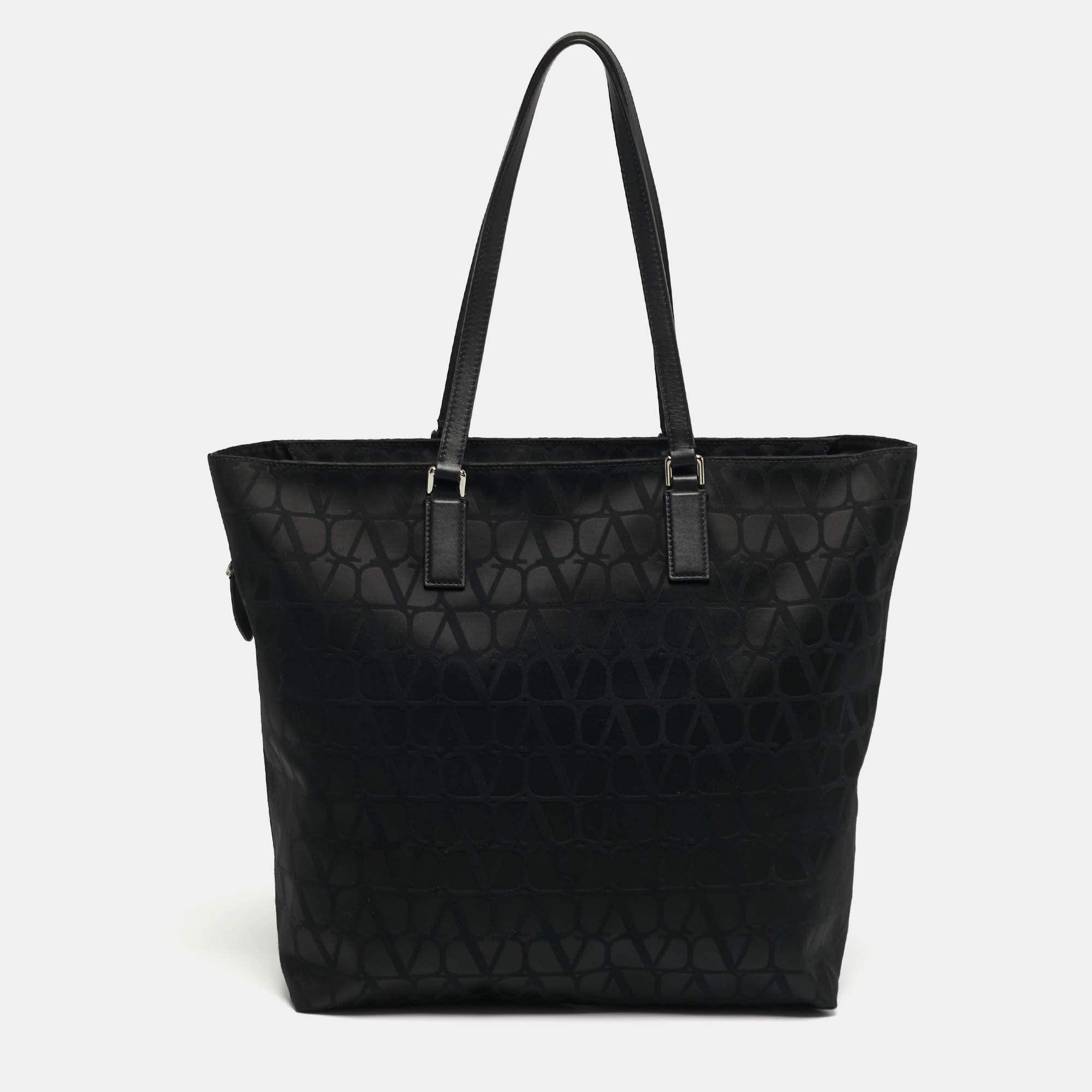

Valentino Black Iconograph Fabric and Leather Tote