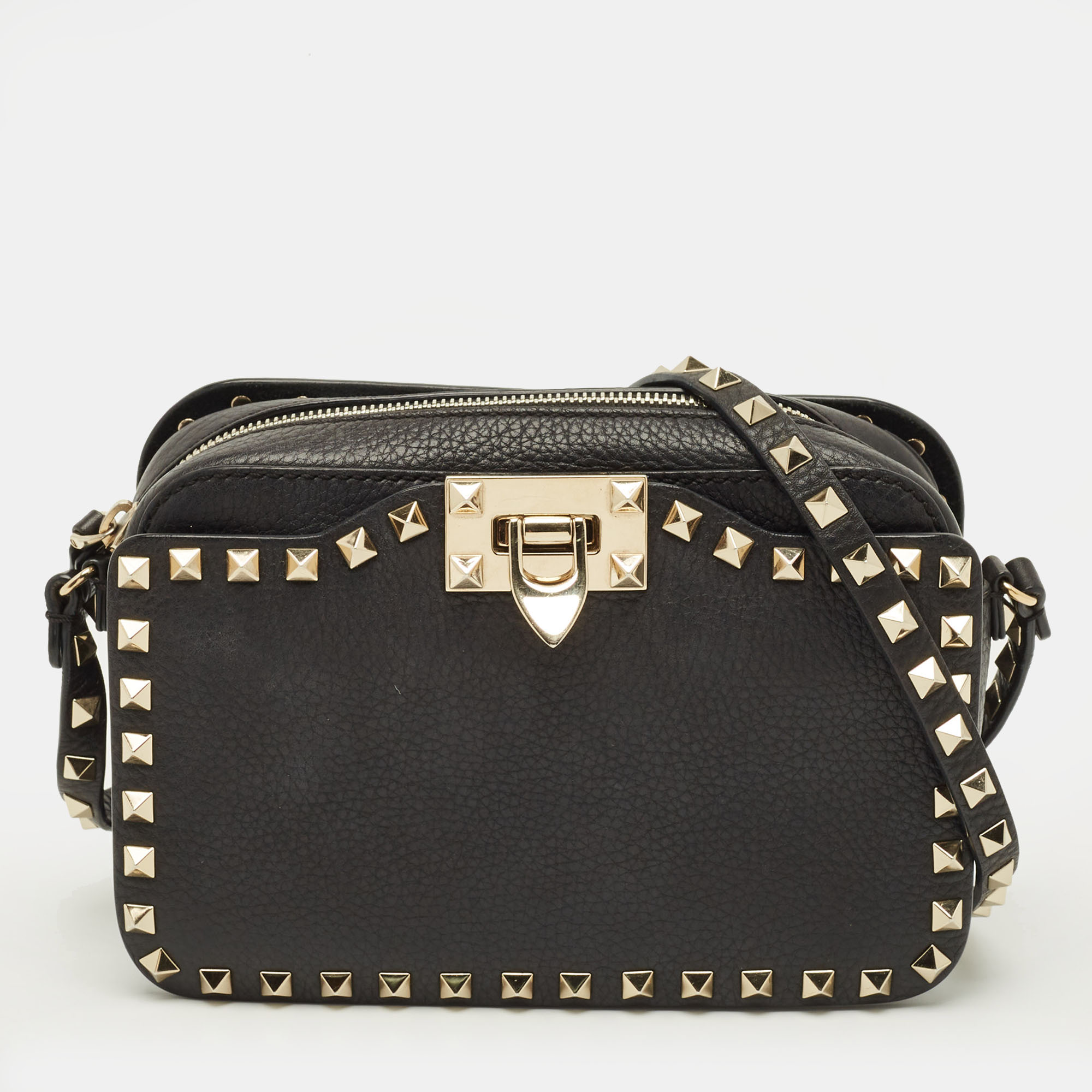 

Valentino Black Leather Rockstud Crossbody Bag