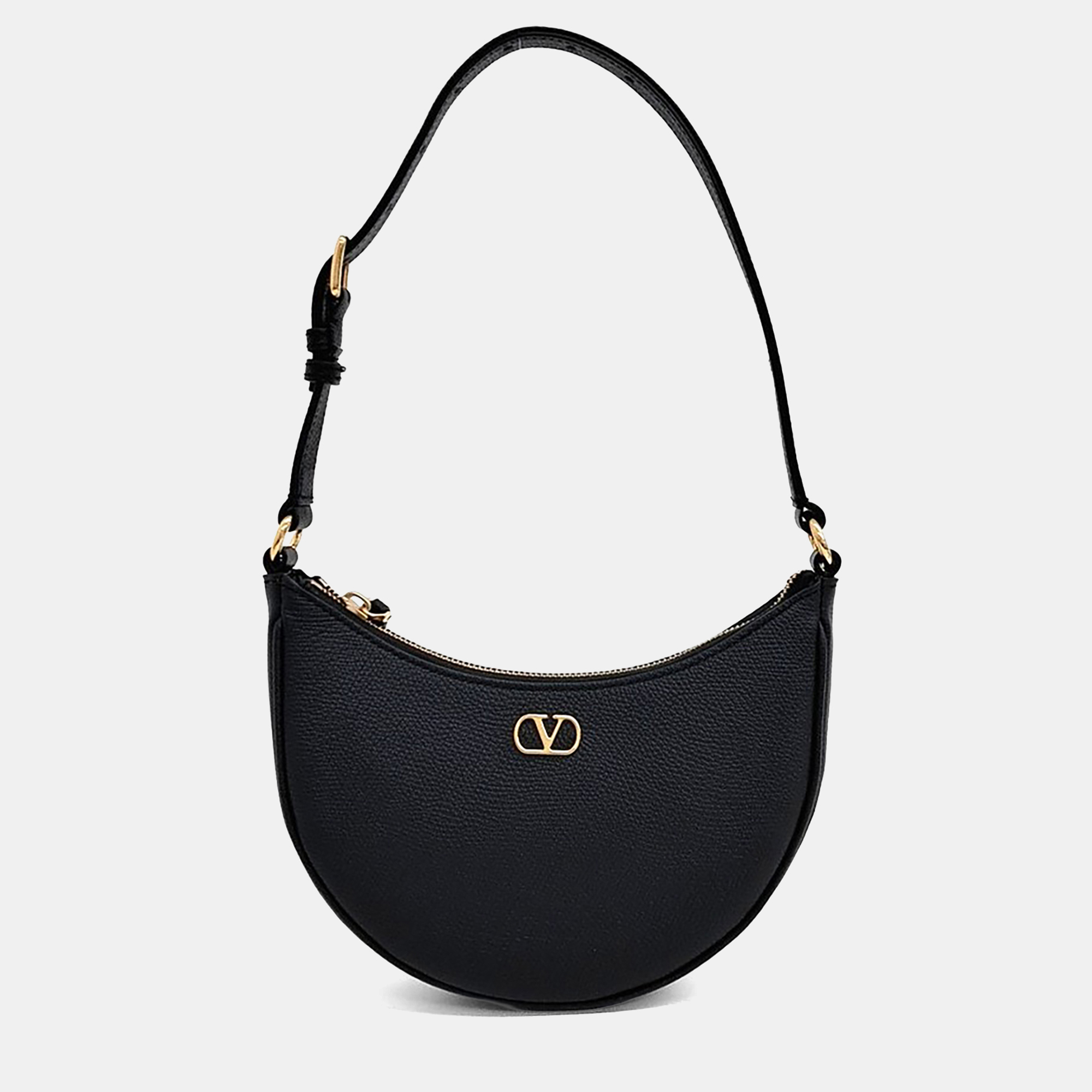 

Valentino Black Leather V-Logo Mini Hobo Bag