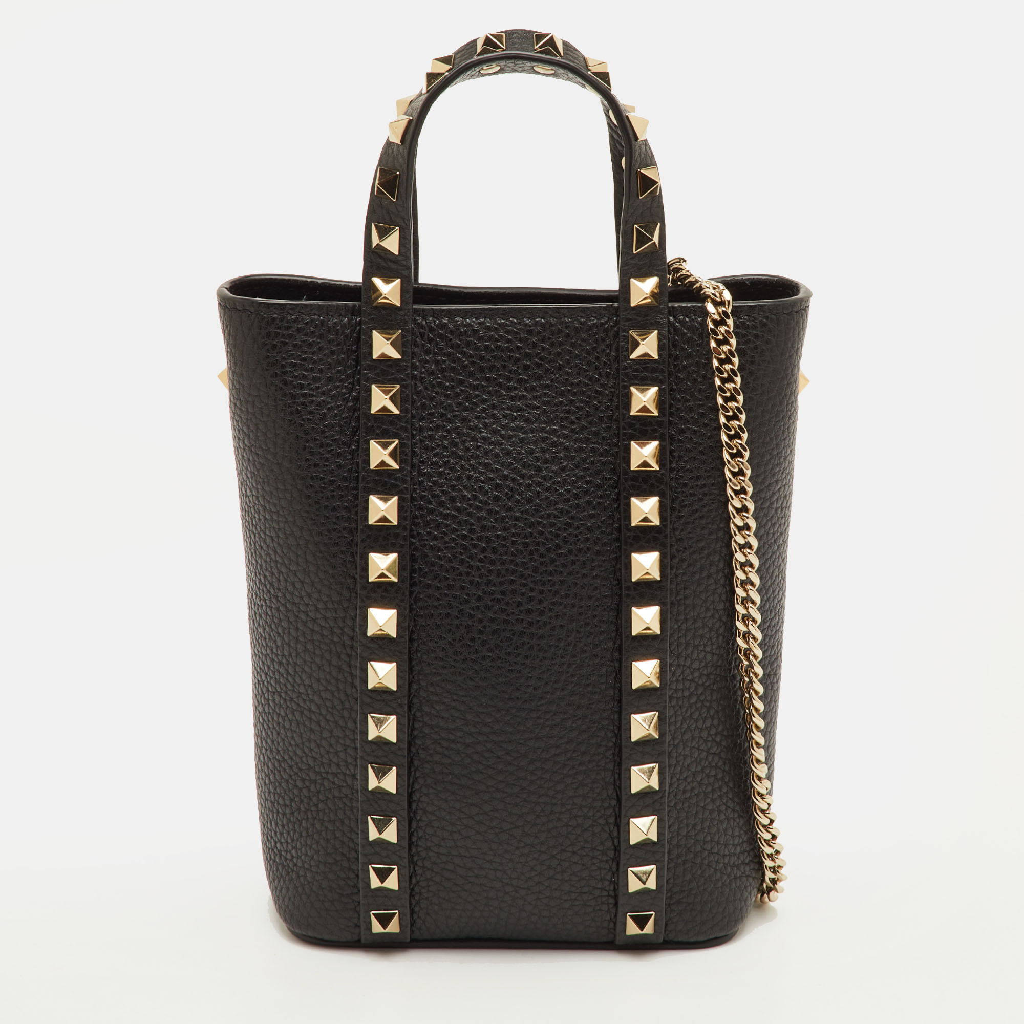 

Valentino Rockstud Mini Black Leather Tote