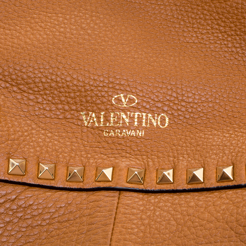 Rockstud leather tote Valentino Garavani Brown in Leather - 37321215