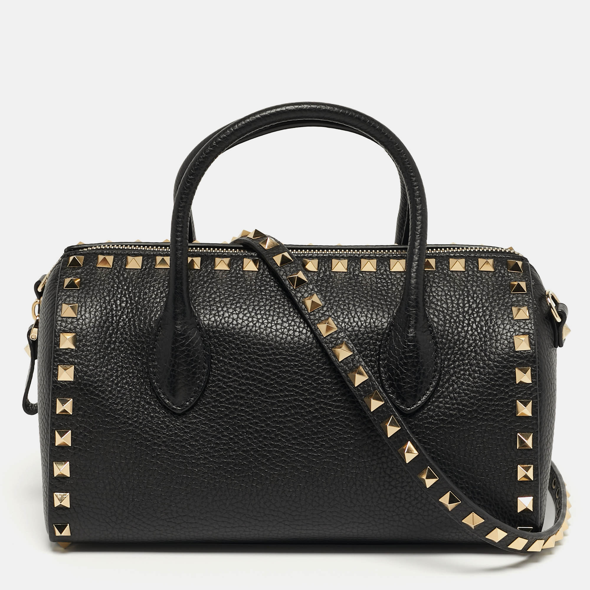 

Valentino Rockstud Black Leather Bowler Bag