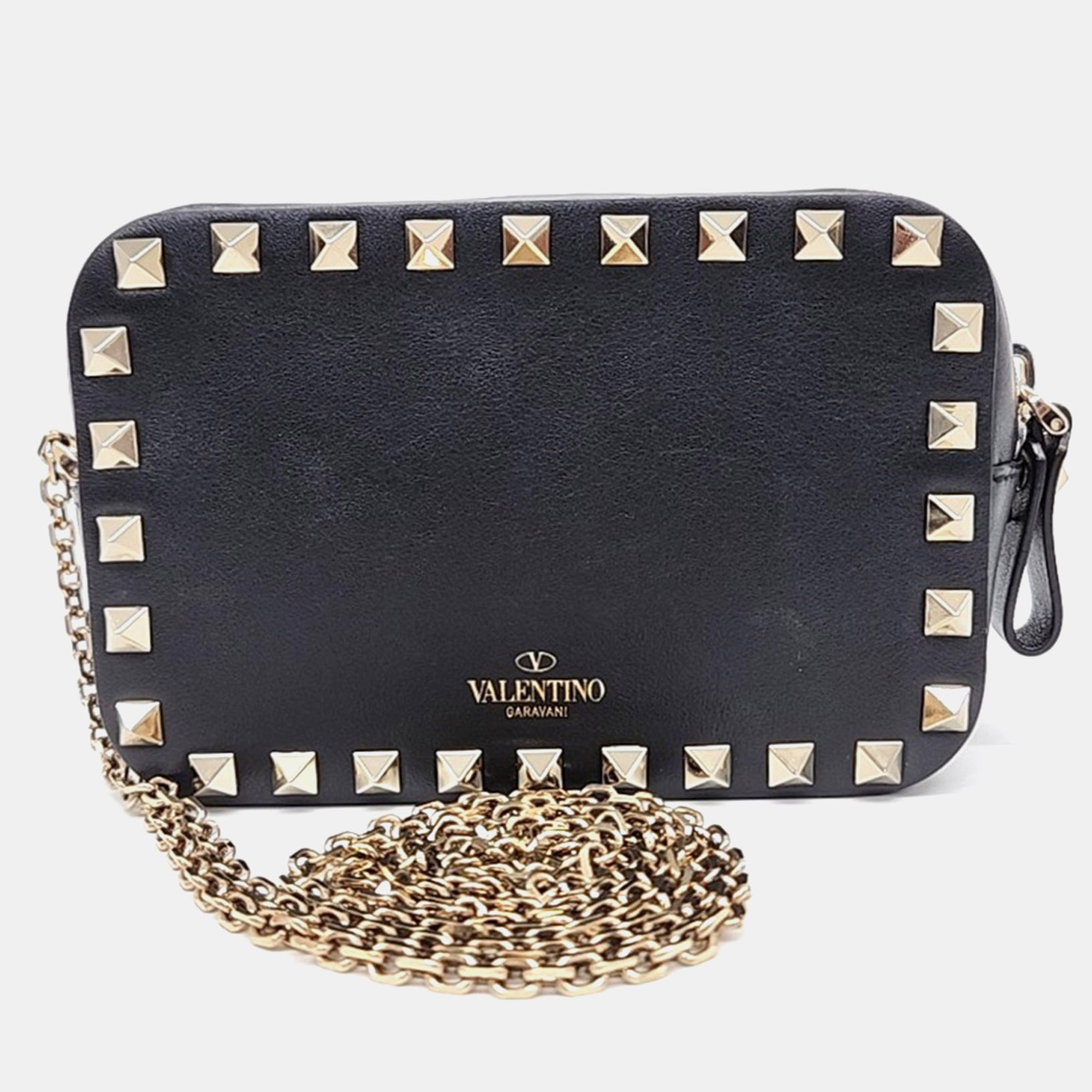 

Valentino Black Leather Rockstud Chain Mini Crossbody Bag