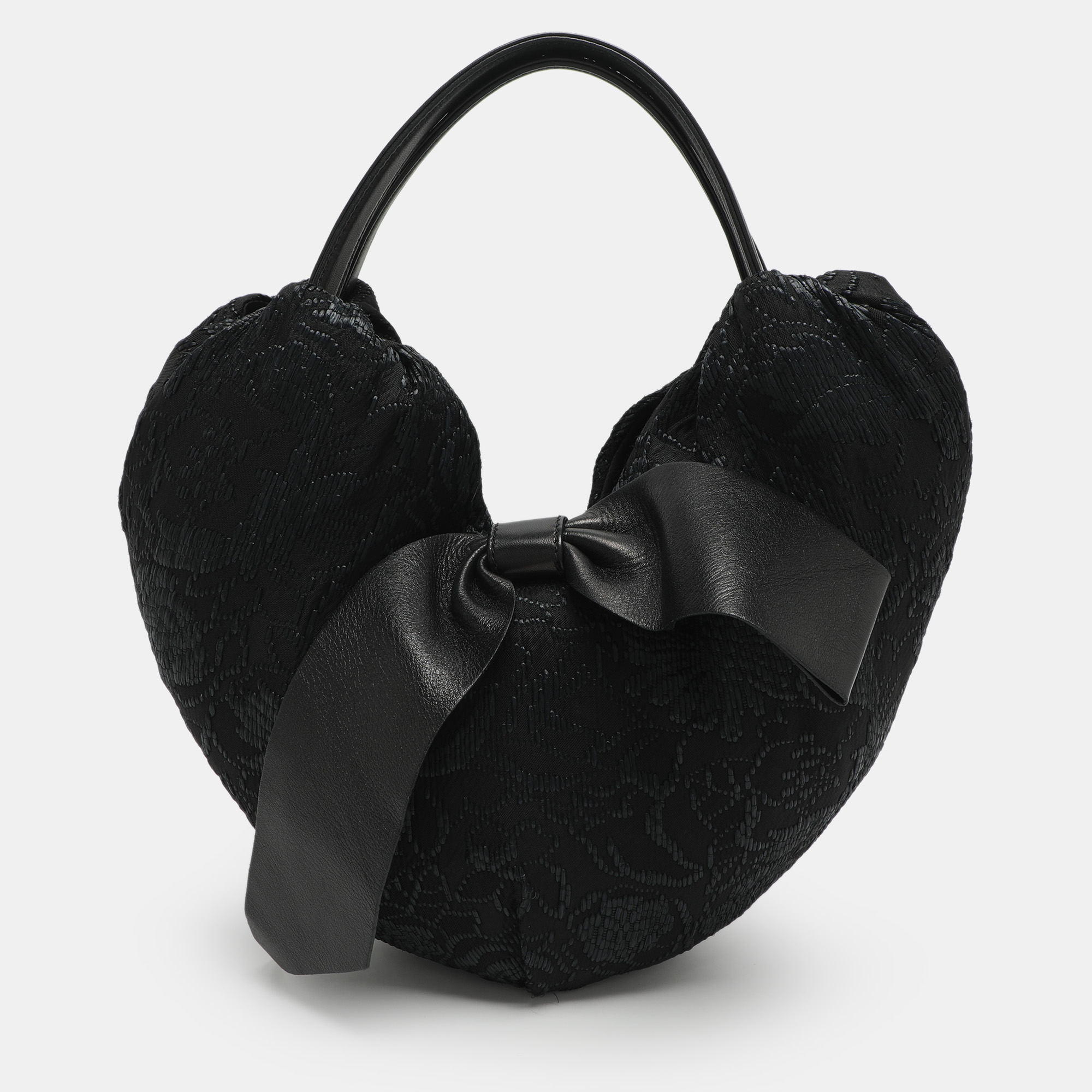 

Valentino Bow Black Leather, Nylon and Straw Hobo
