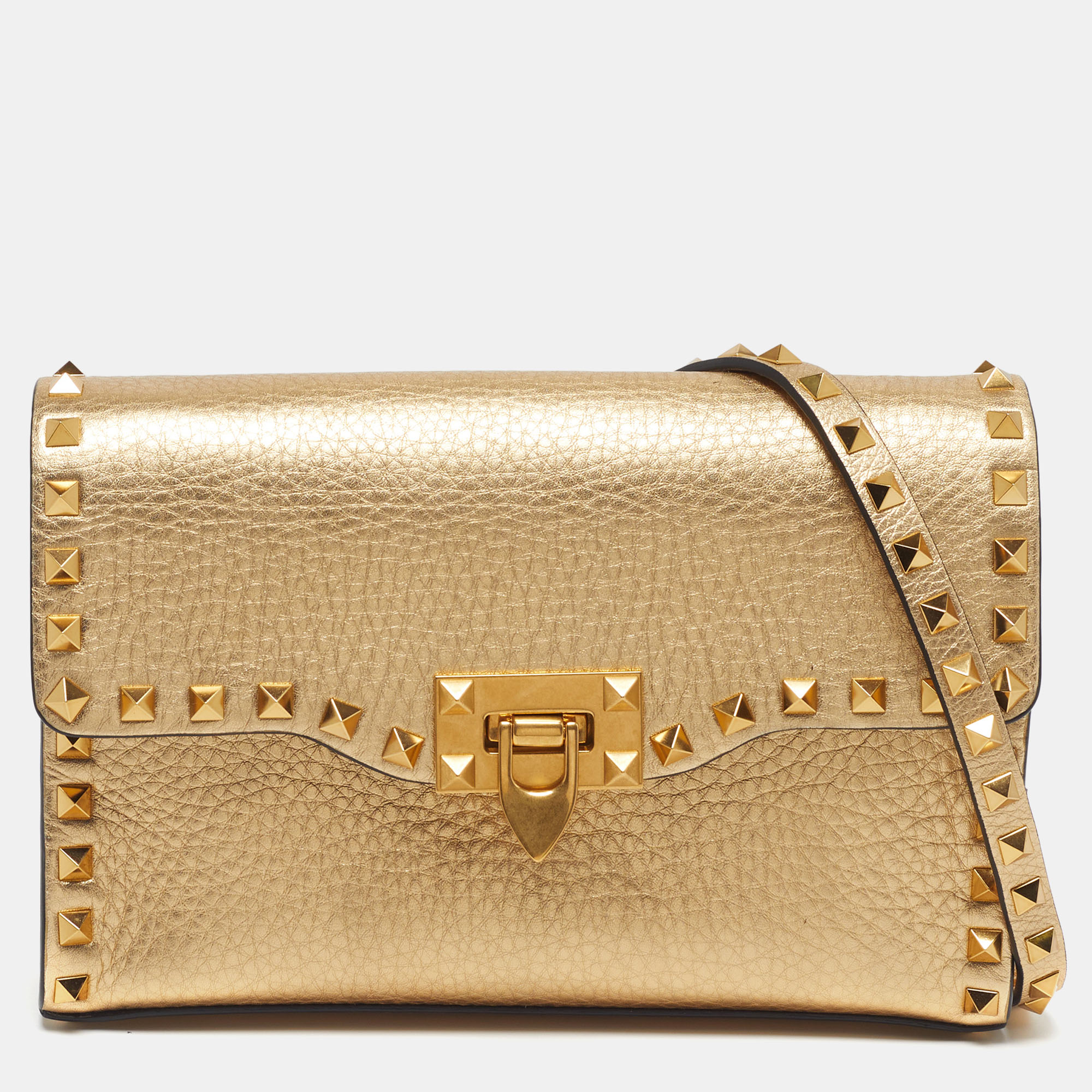 

Valentino Rockstud  Gold Leather Crossbody Bag