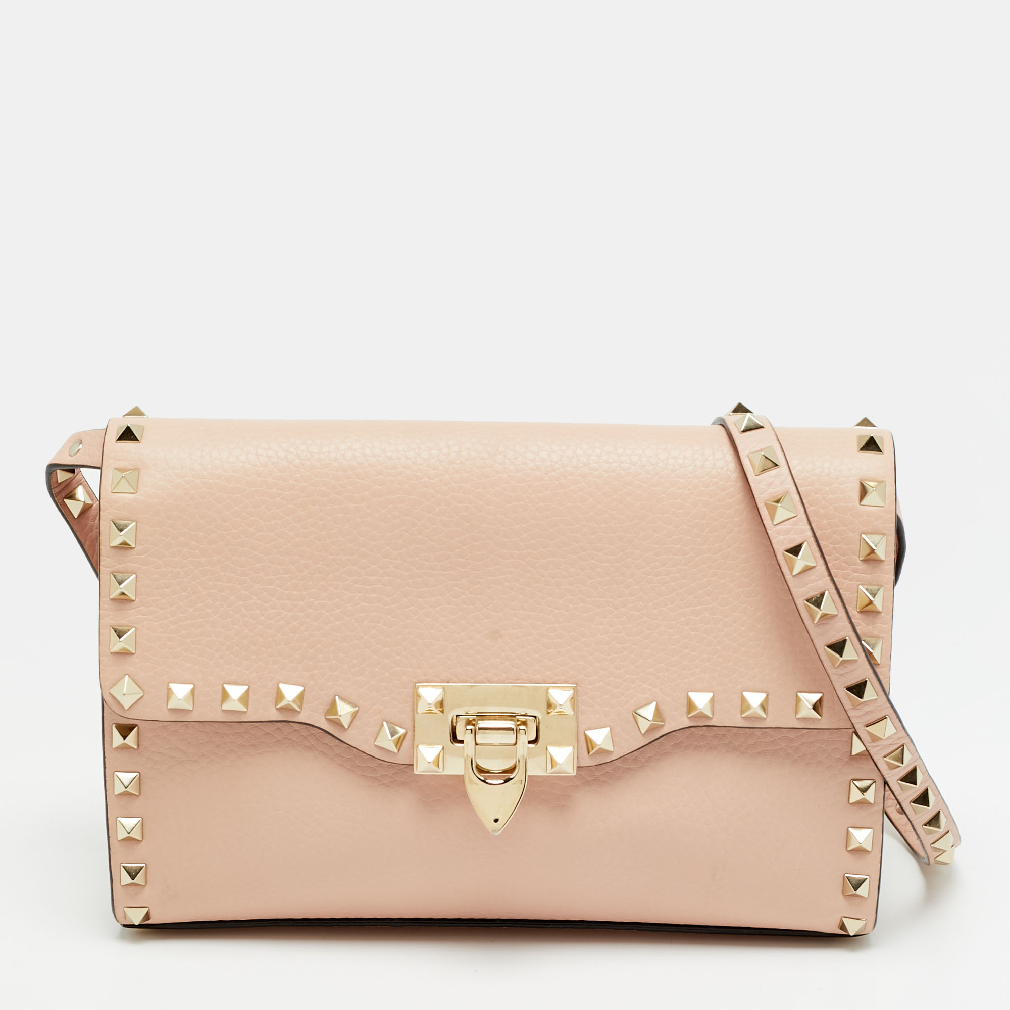 

Valentino Rockstud Flap Pink Leather Crossbody Bag