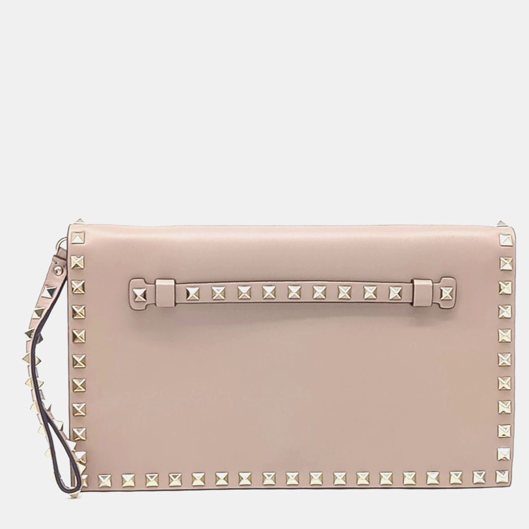 

Valentino Pink Leather Rockstud Clutch
