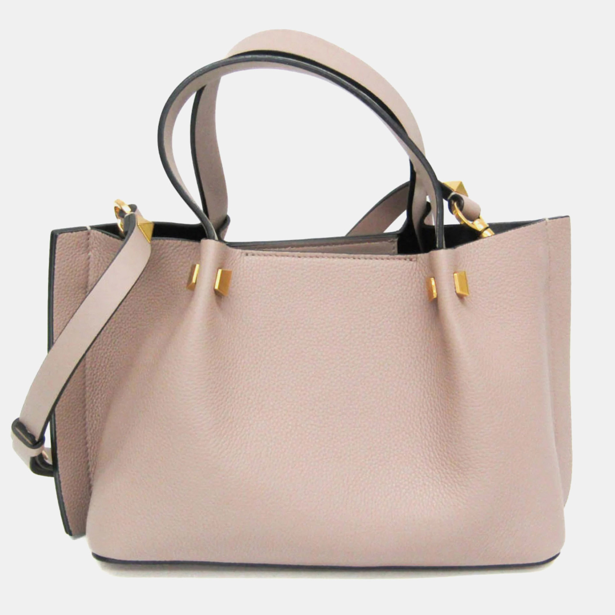 Pre Owned Valentino Garavani V Logo Escape Small Leather Handbag Dusty Pink