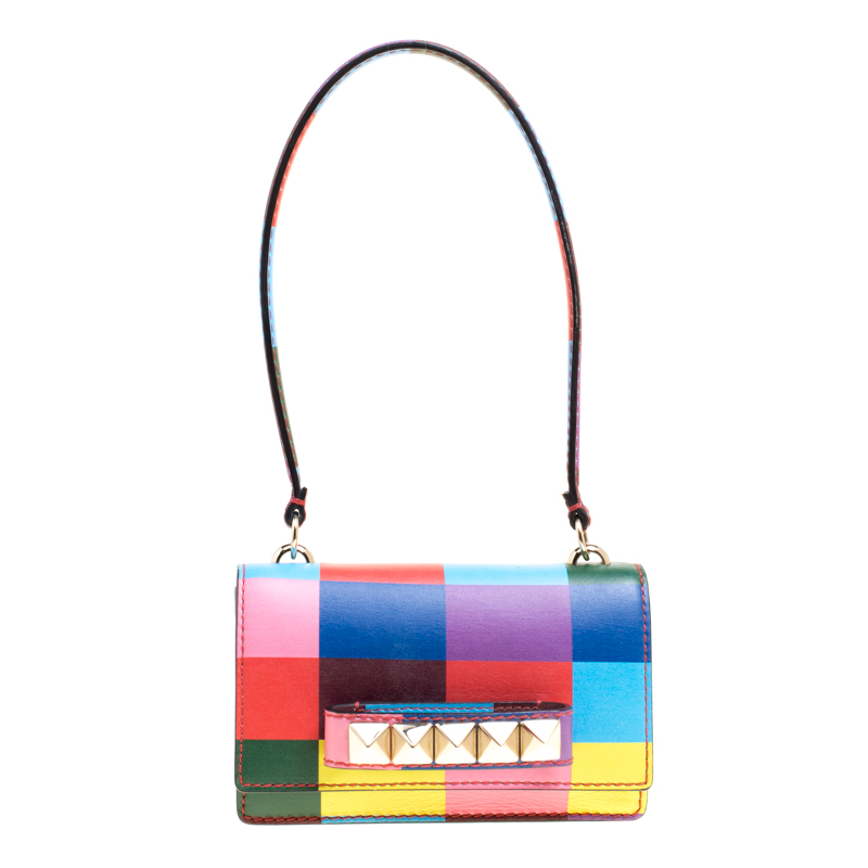 Pre Owned Valentino Multicolor Leather Mini Va Va Voom Flap Front Shoulder Bag
