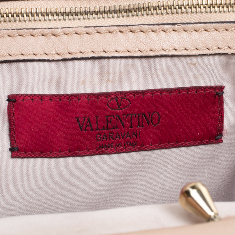 Valentino Garavani Beige/multicolor Leather Floral Applique Frame Satchel