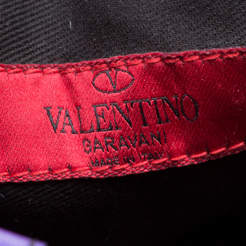 Pre-owned Valentino Garavani Purple Leather Petale Shopper Tote