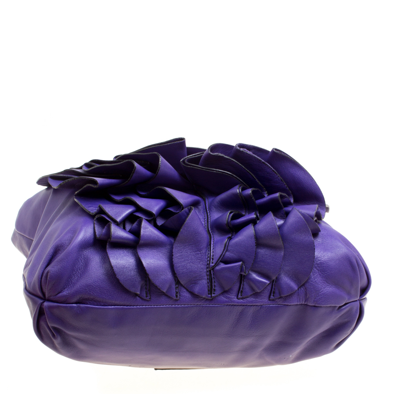 Pre-owned Valentino Garavani Purple Leather Petale Shopper Tote
