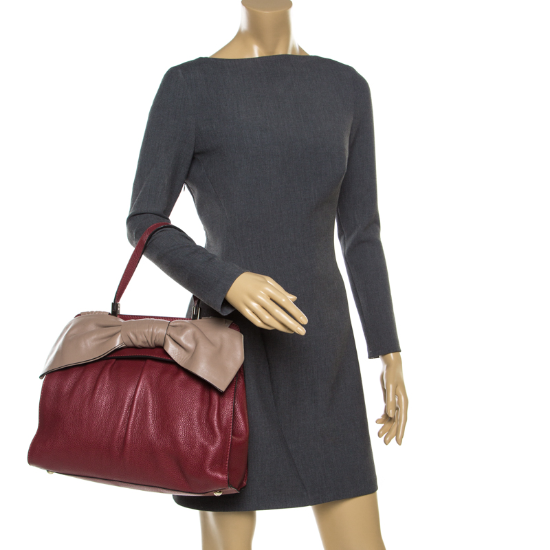 

Valentino Red/Beige Leather Aphrodite Bow Bag